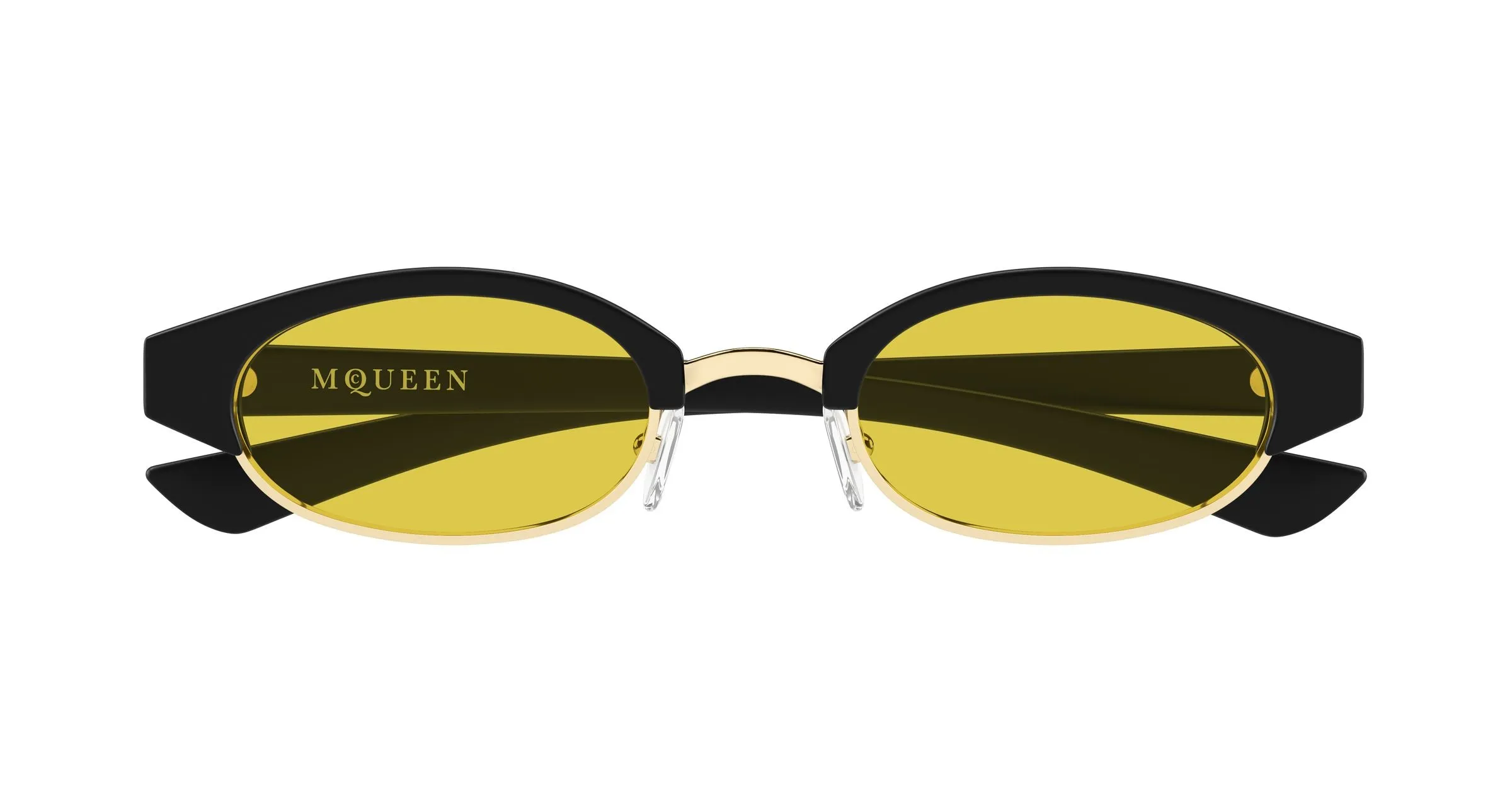 Alexander McQueen AM0534S 003 Occhiali da sole Acetato Nero Giallo Rotonda - immagine 2