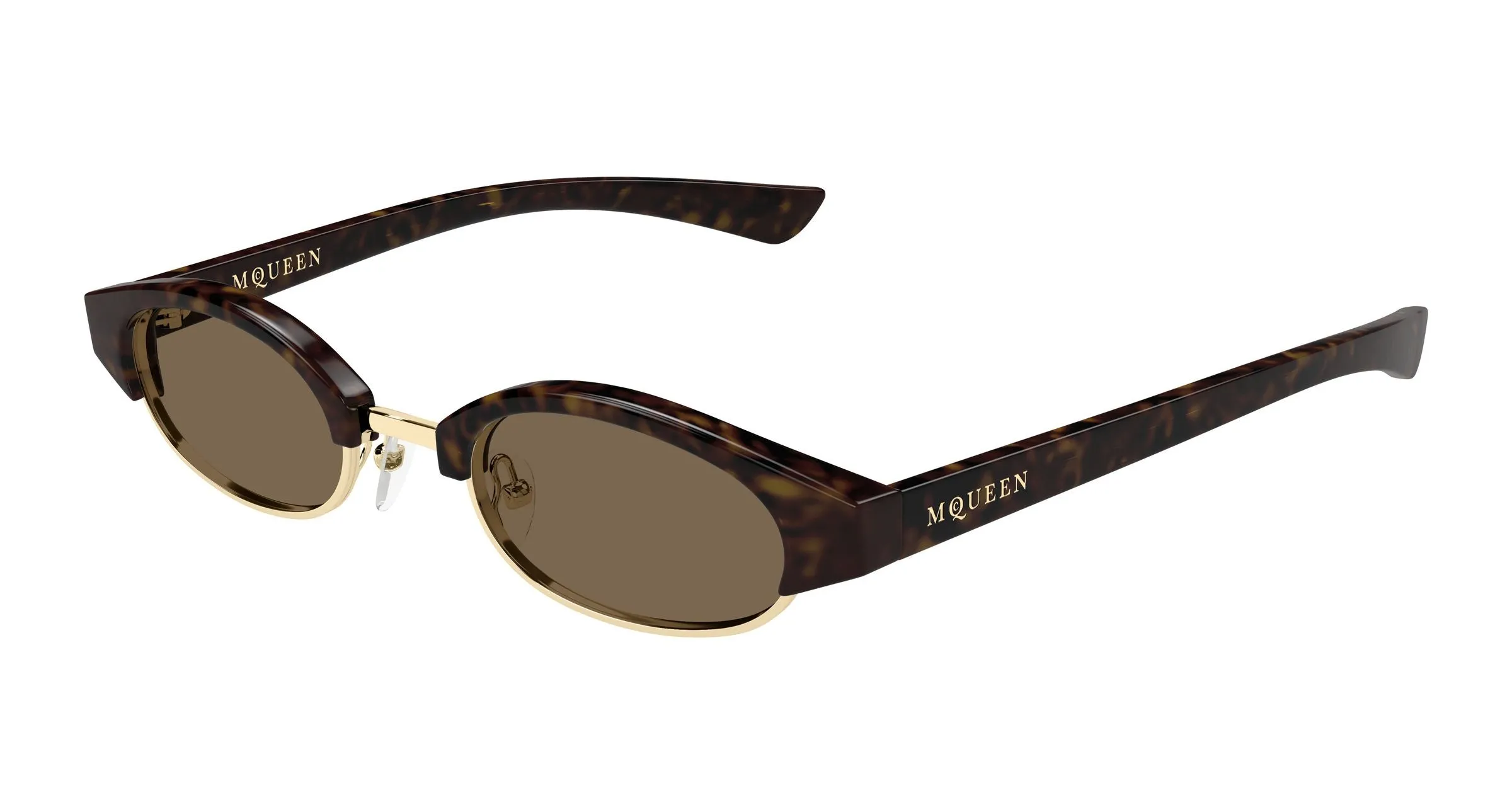 Alexander McQueen AM0534S 002 Occhiali da sole Acetato Havana Marrone Rotonda - immagine 1