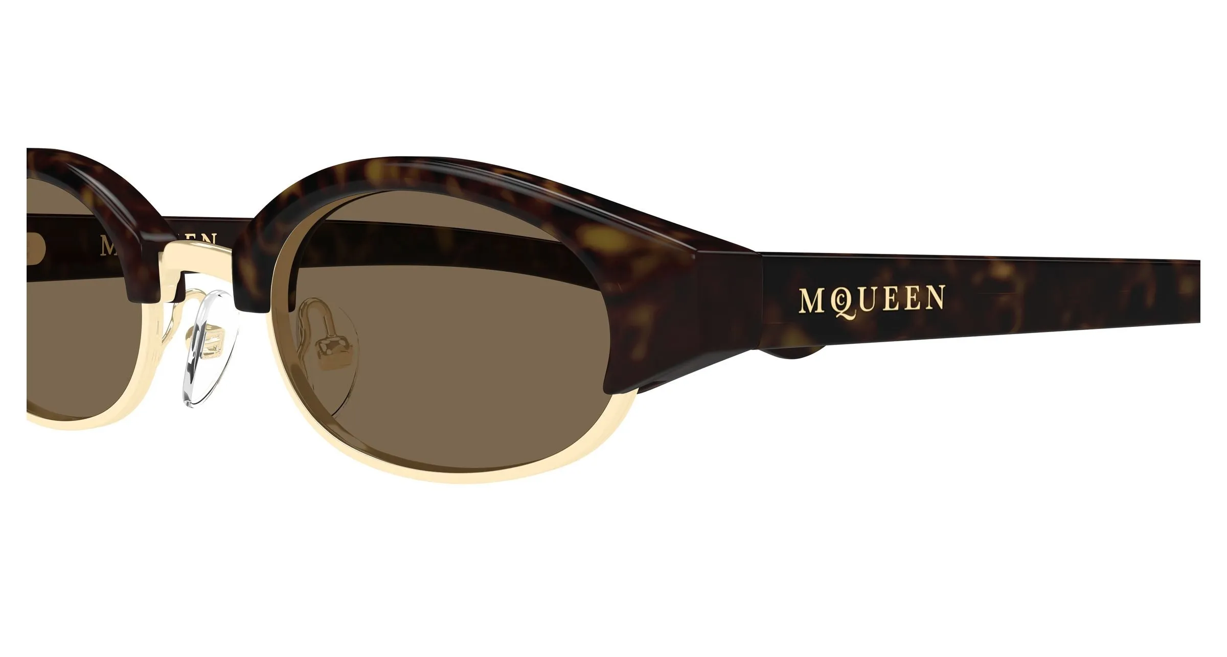 Alexander McQueen AM0534S 002 Occhiali da sole Acetato Havana Marrone Rotonda - immagine 3
