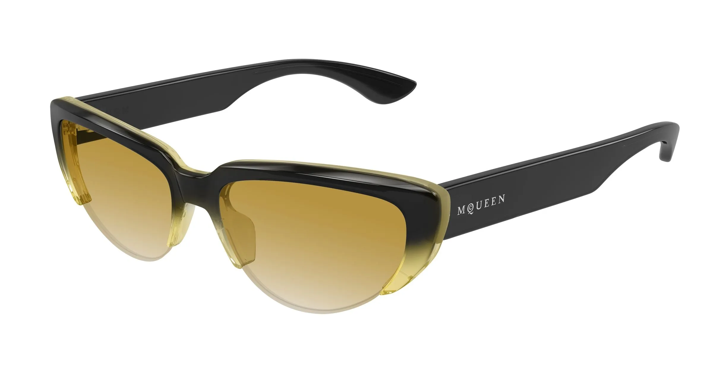 Alexander McQueen AM0533S 003 Occhiali da sole Acetato Giallo Marrone Cat Eye - immagine 1