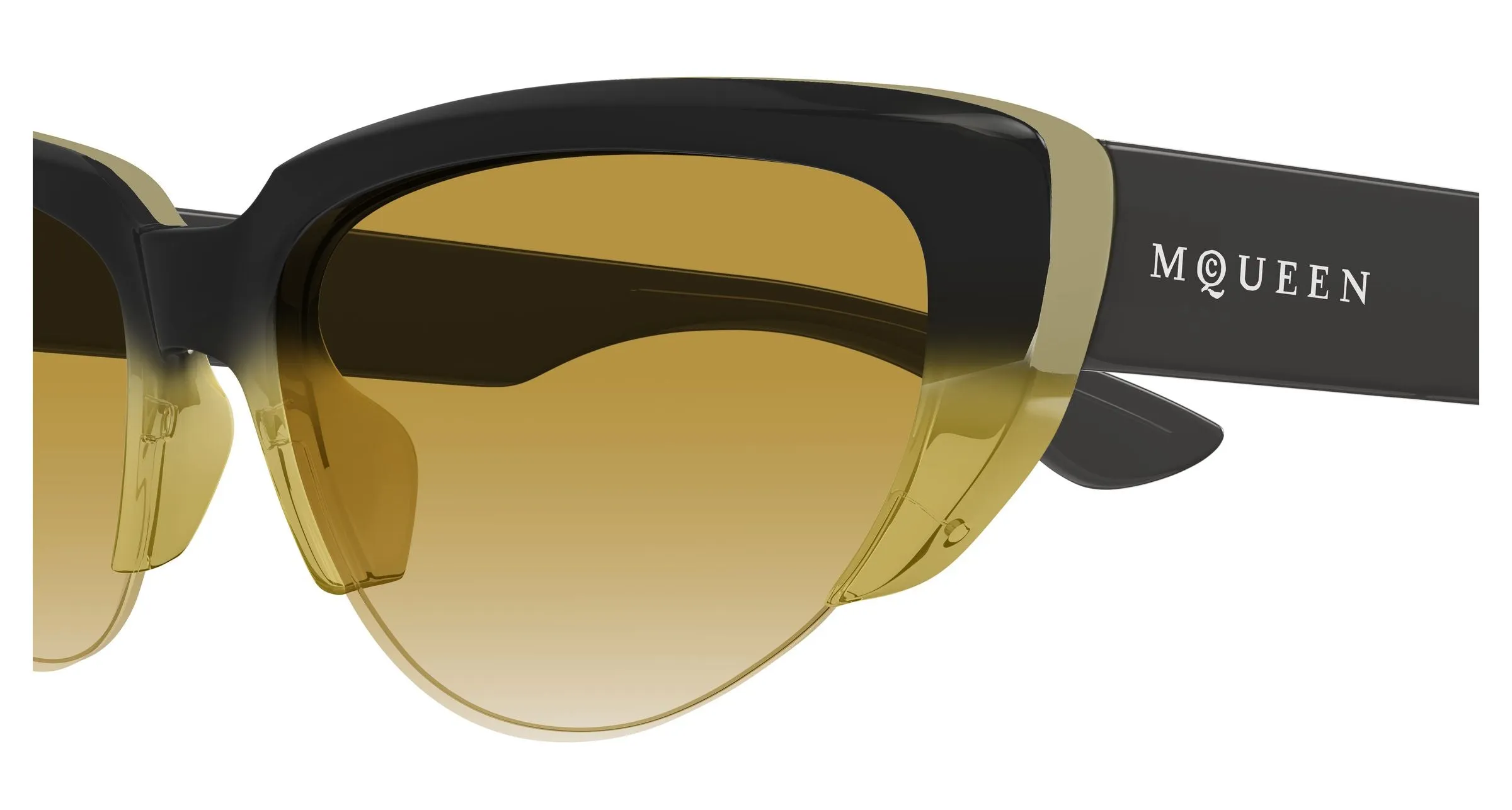 Alexander McQueen AM0533S 003 Occhiali da sole Acetato Giallo Marrone Cat Eye - immagine 3