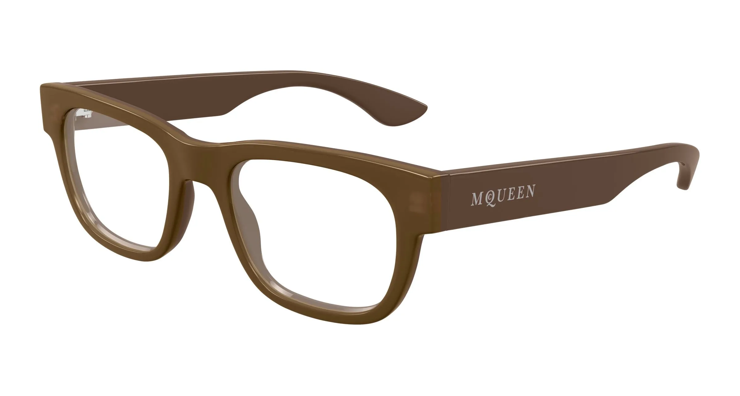Alexander McQueen AM0531O 003 Montature da vista Acetato Marrone Trasparente Squadrata - immagine 1