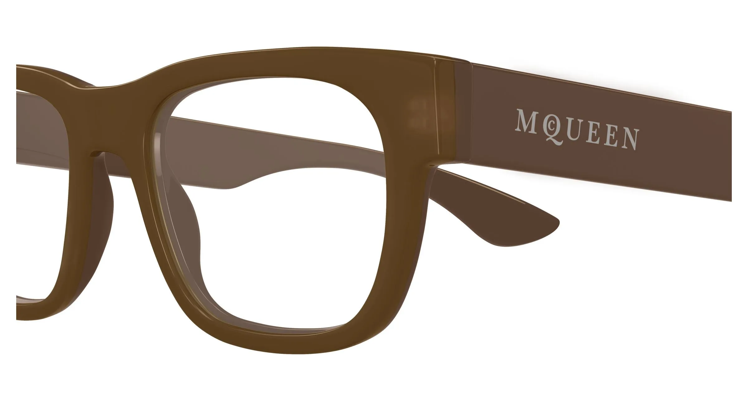 Alexander McQueen AM0531O 003 Montature da vista Acetato Marrone Trasparente Squadrata - immagine 3