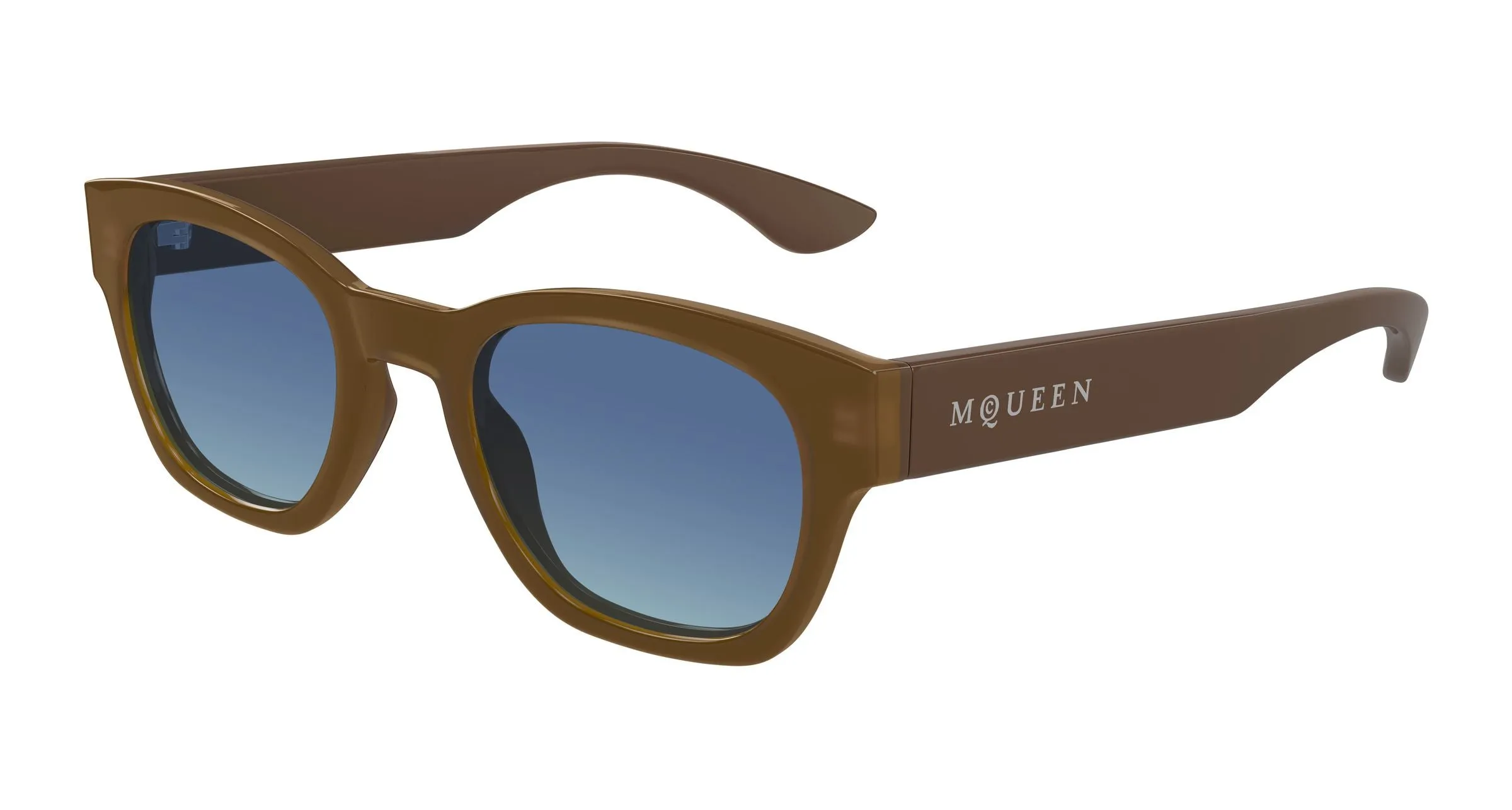 Alexander McQueen AM0530S 003 Occhiali da sole Acetato Marrone Blu Rotonda - immagine 1