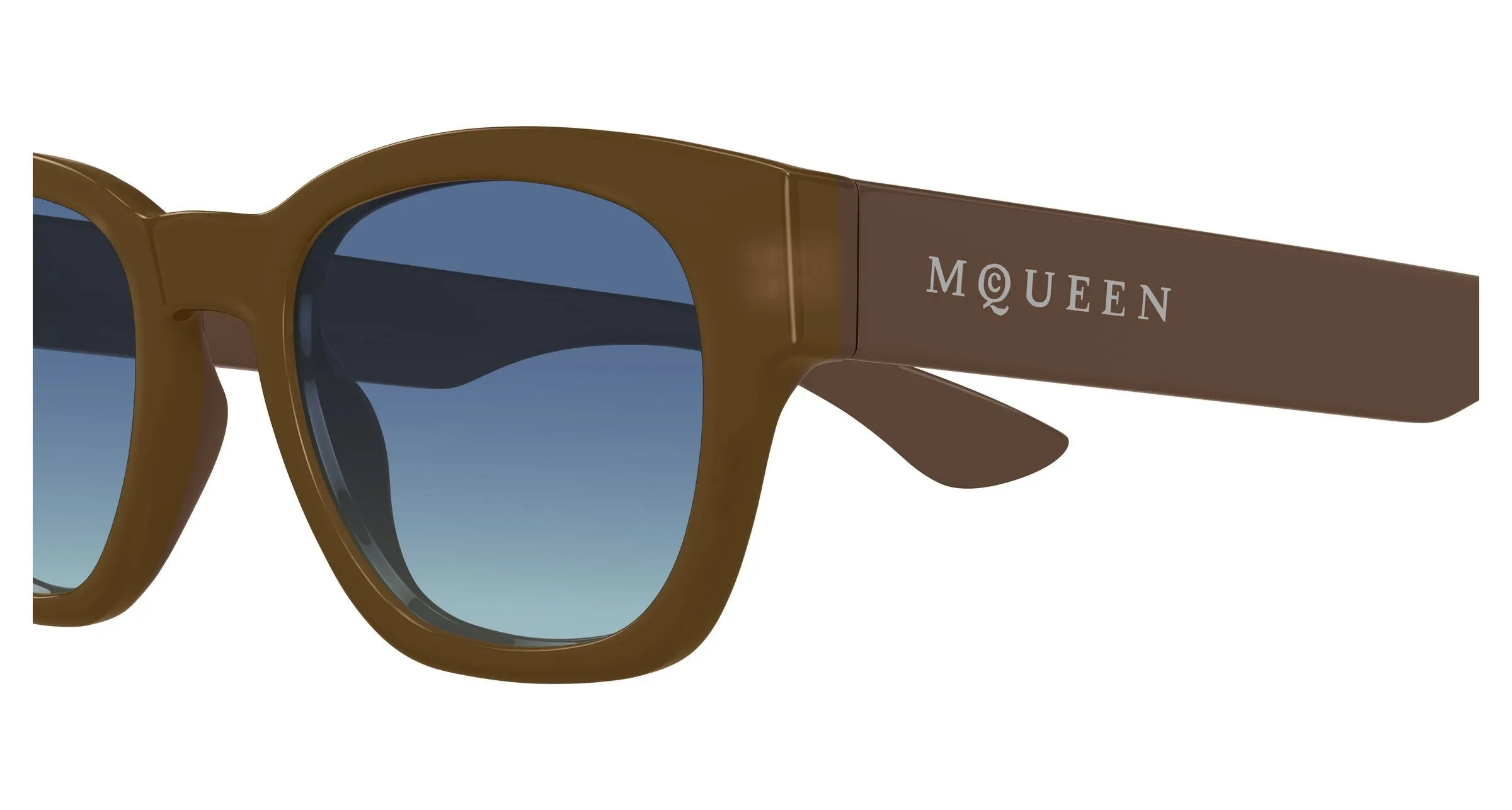 Alexander McQueen AM0530S 003 Occhiali da sole Acetato Marrone Blu Rotonda - immagine 3