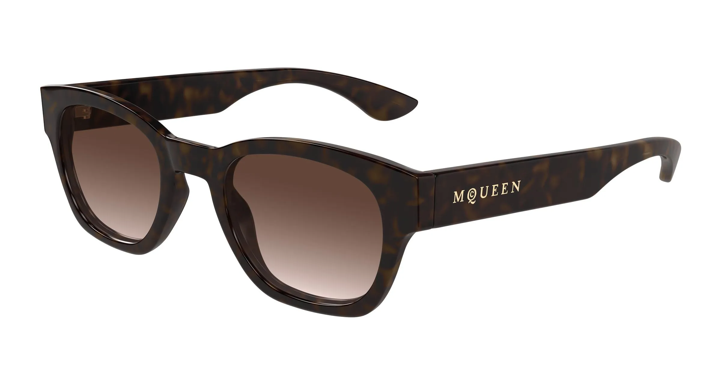 Alexander McQueen AM0530S 002 Occhiali da sole Acetato Havana Marrone Rotonda - immagine 1