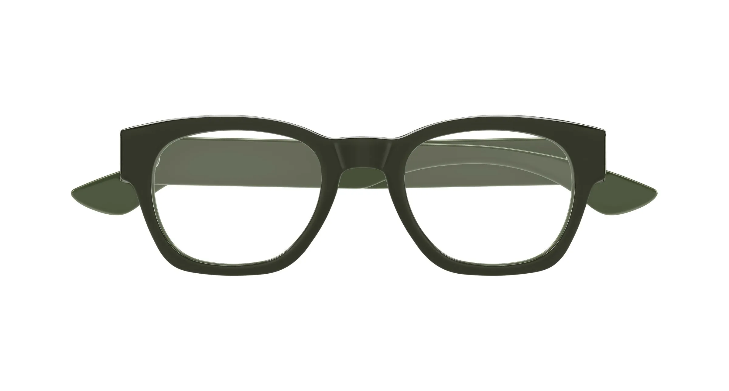 Alexander McQueen AM0530O 008 Montature da vista Acetato Verde Trasparente Rotonda - immagine 2