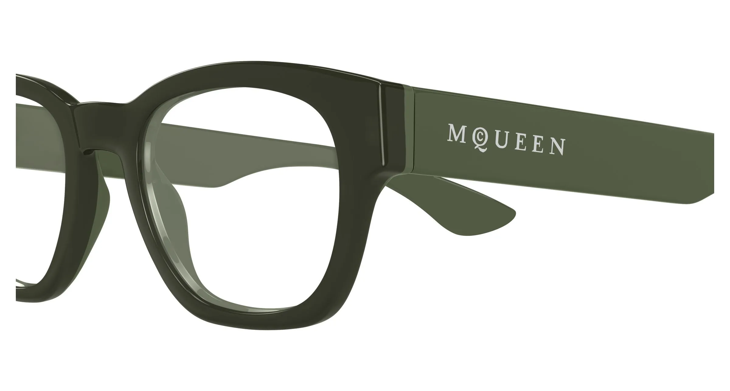 Alexander McQueen AM0530O 008 Montature da vista Acetato Verde Trasparente Rotonda - immagine 3