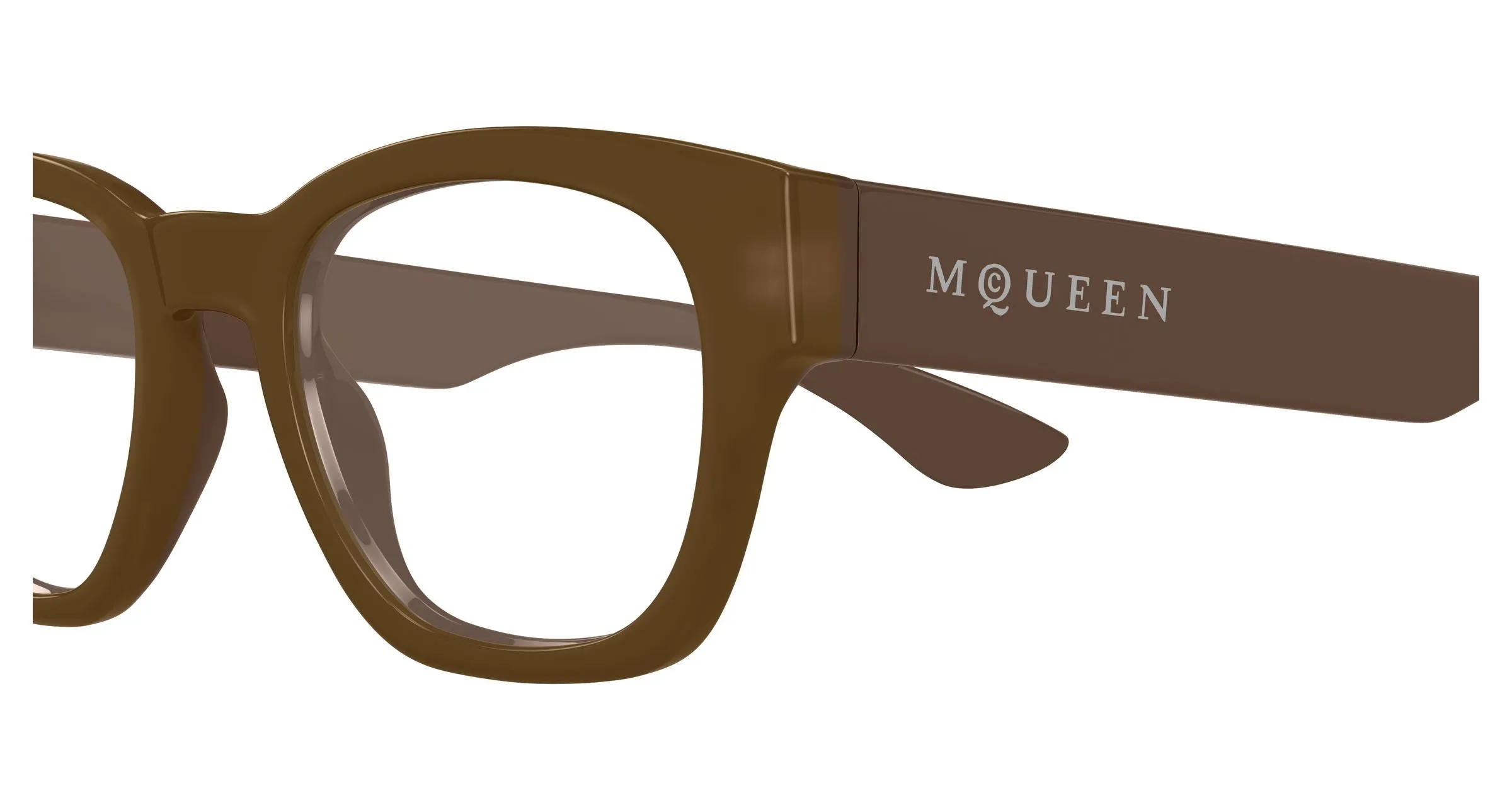 Alexander McQueen AM0530O 007 Montature da vista Acetato Marrone Trasparente Rotonda - immagine 3