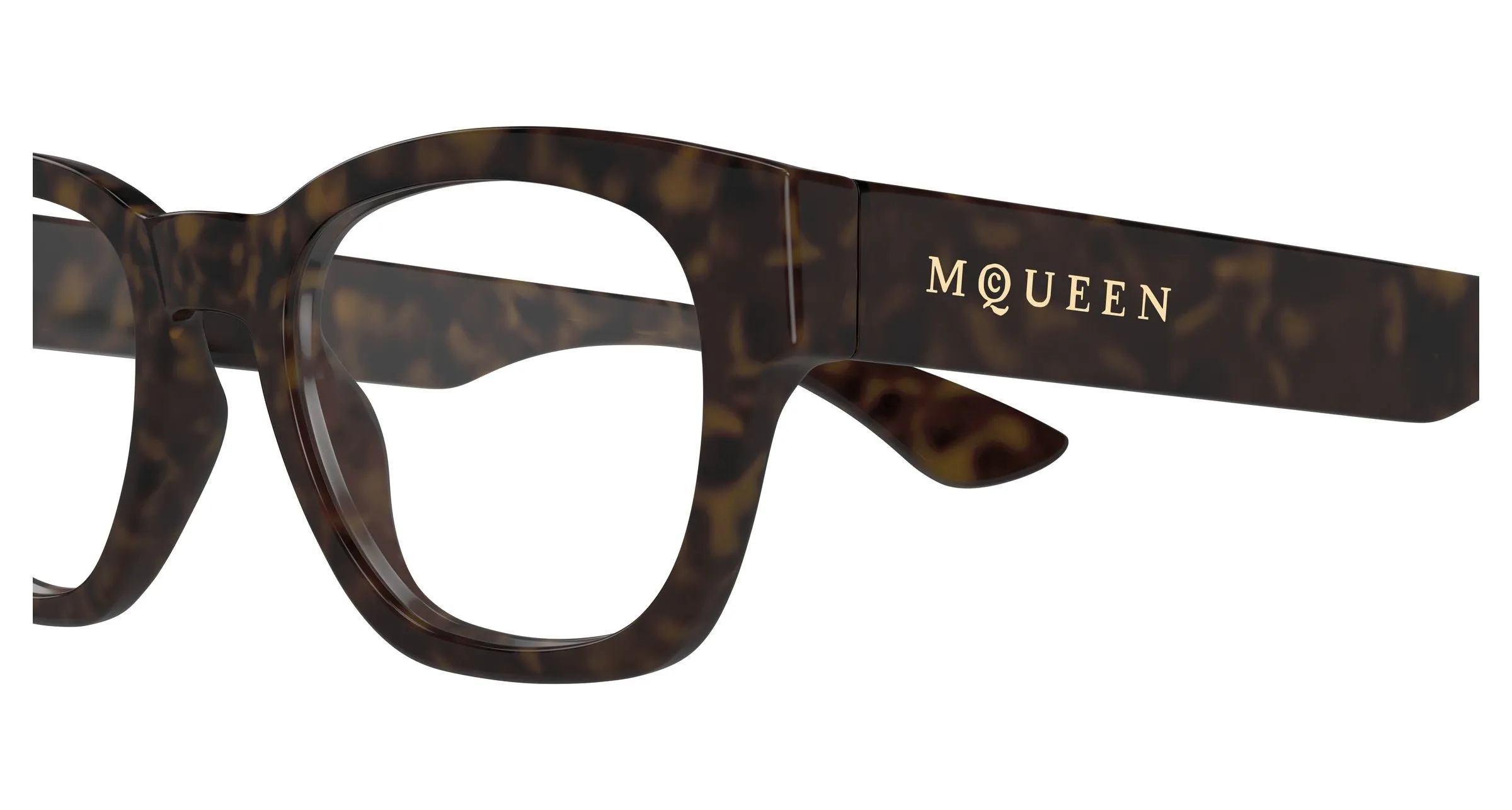 Alexander McQueen AM0530O 006 Montature da vista Acetato Havana Trasparente Rotonda - immagine 3