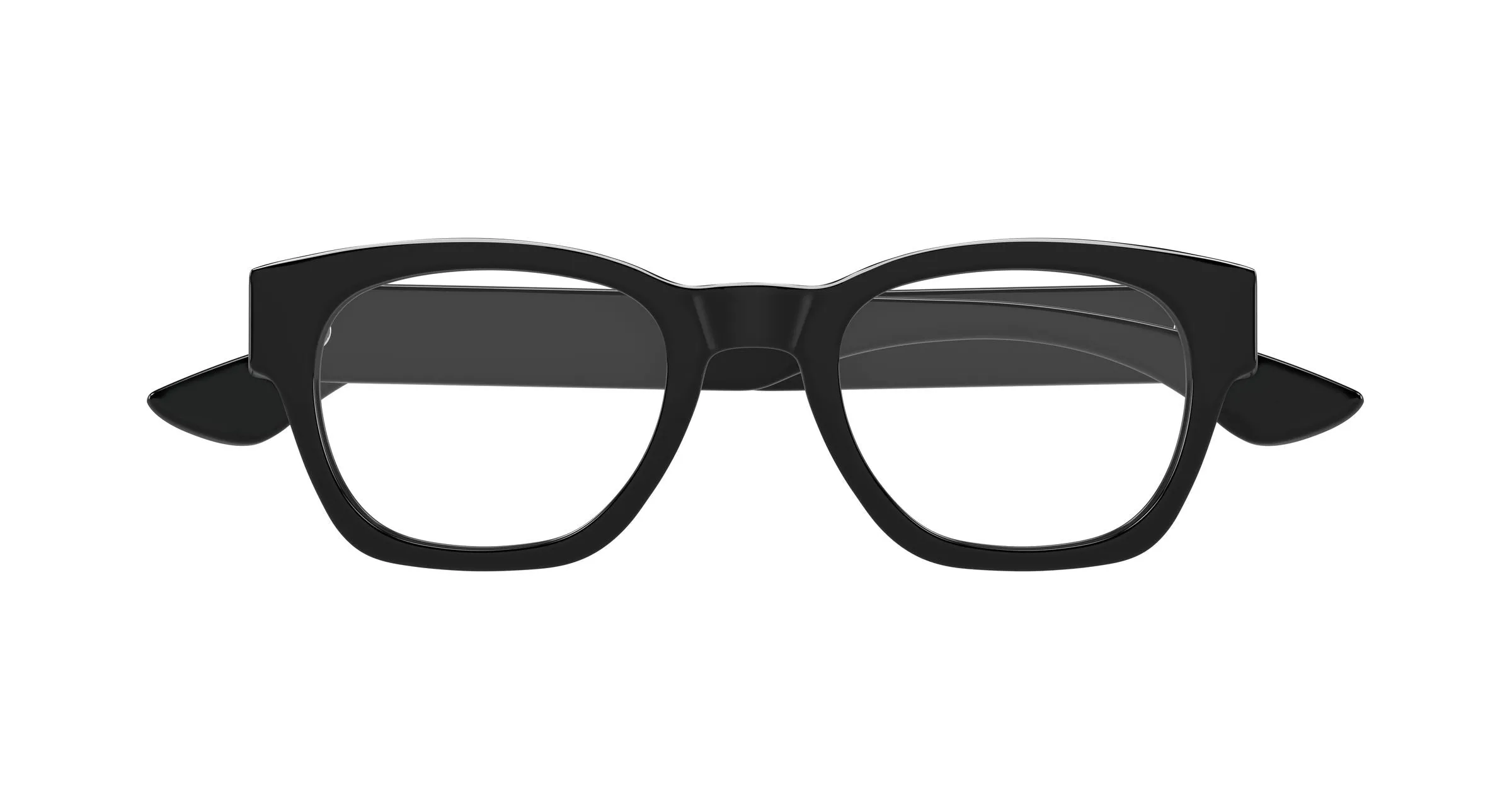 Alexander McQueen AM0530O 005 Montature da vista Acetato Nero Trasparente Rotonda - immagine 2