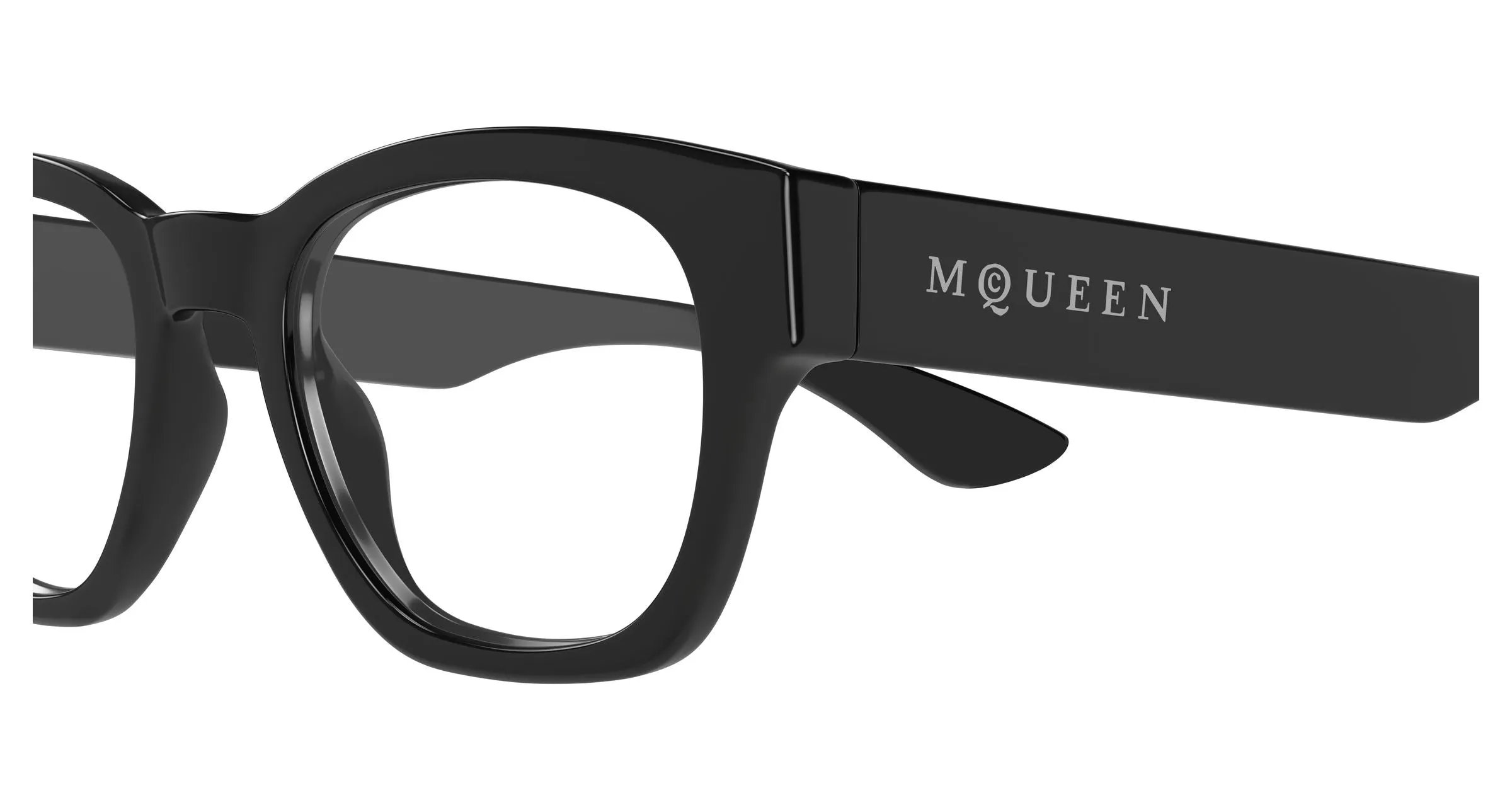 Alexander McQueen AM0530O 005 Montature da vista Acetato Nero Trasparente Rotonda - immagine 3