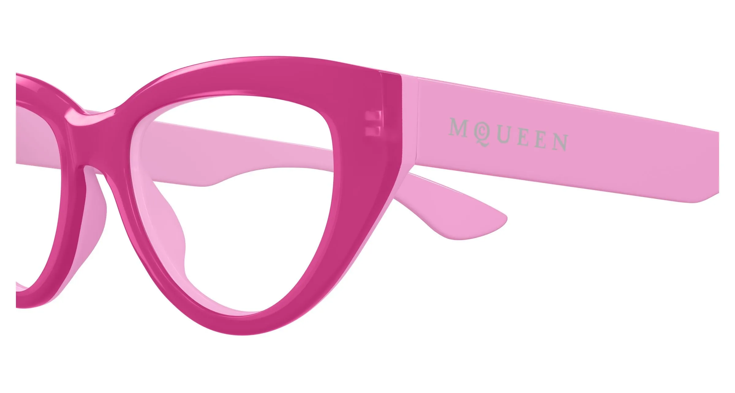 Alexander McQueen AM0529O 004 Montature da vista Acetato Rosa Trasparente Cat Eye - immagine 3