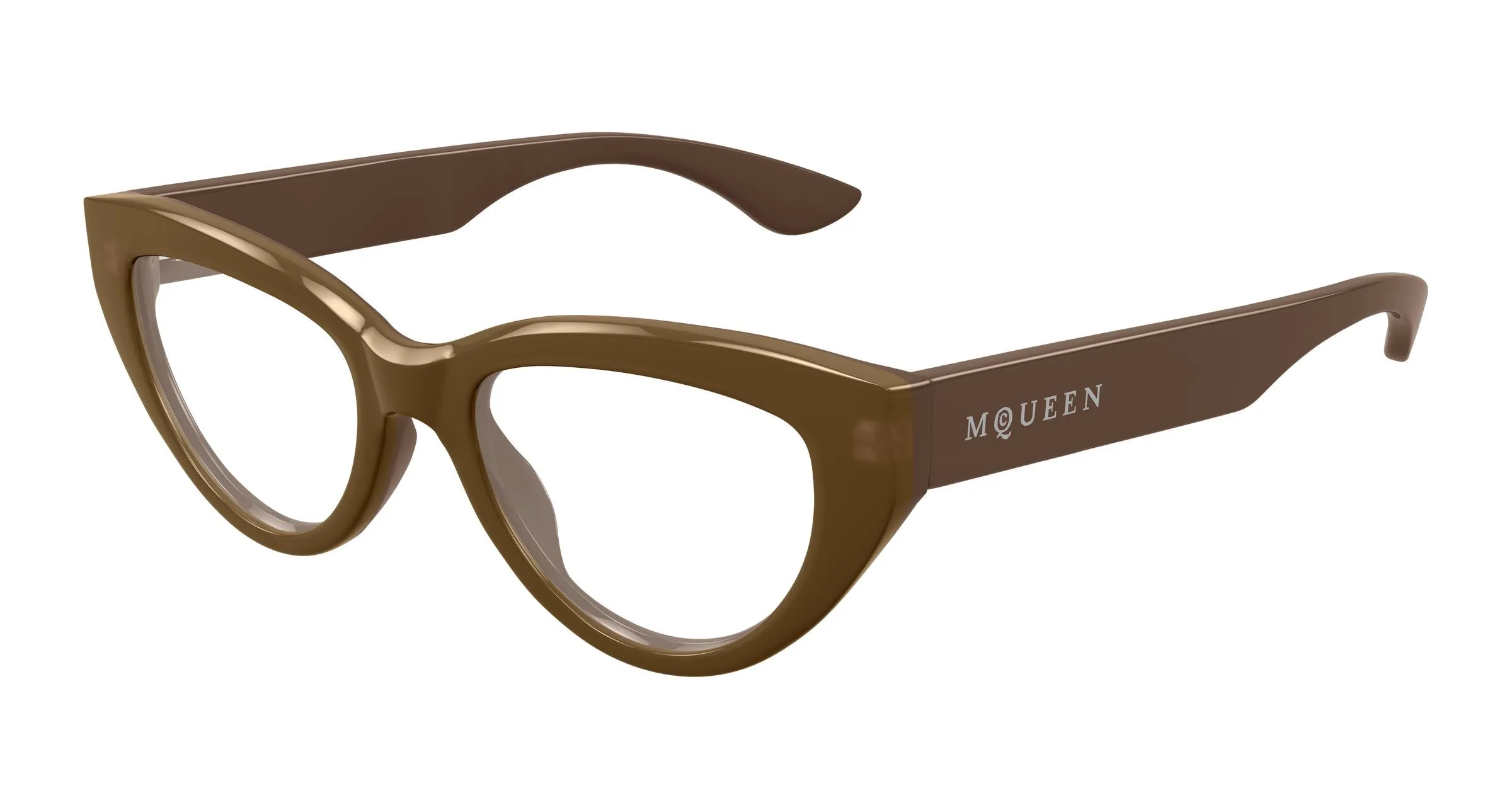 Alexander McQueen AM0529O 003 Montature da vista Acetato Marrone Trasparente Cat Eye - immagine 1