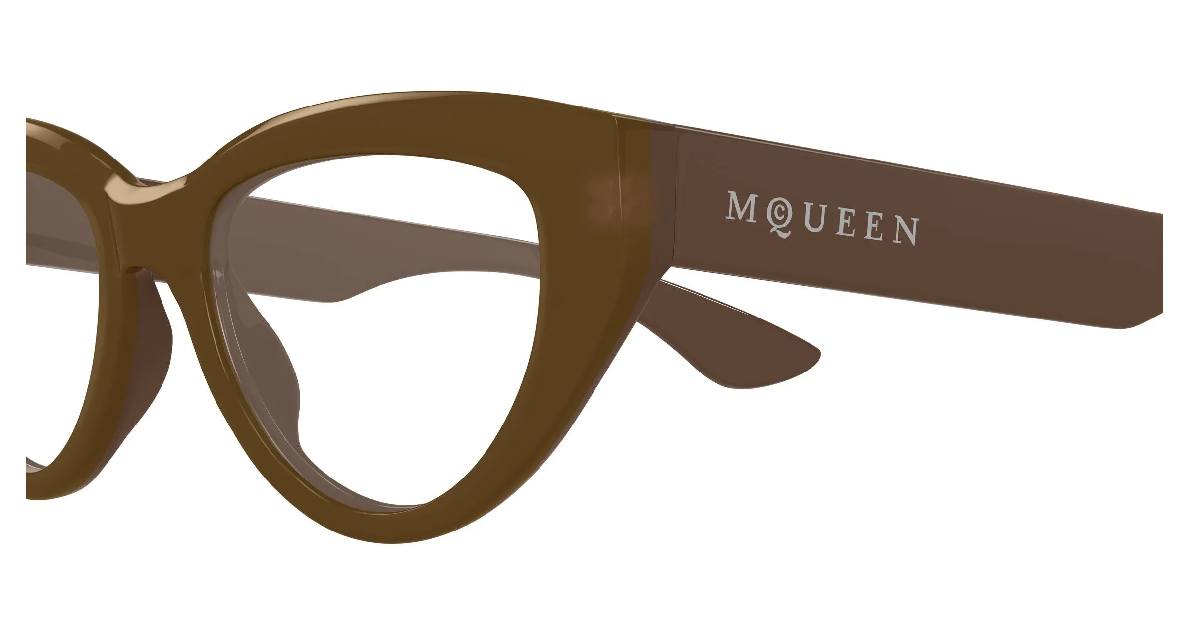 Alexander McQueen AM0529O 003 Montature da vista Acetato Marrone Trasparente Cat Eye - immagine 3