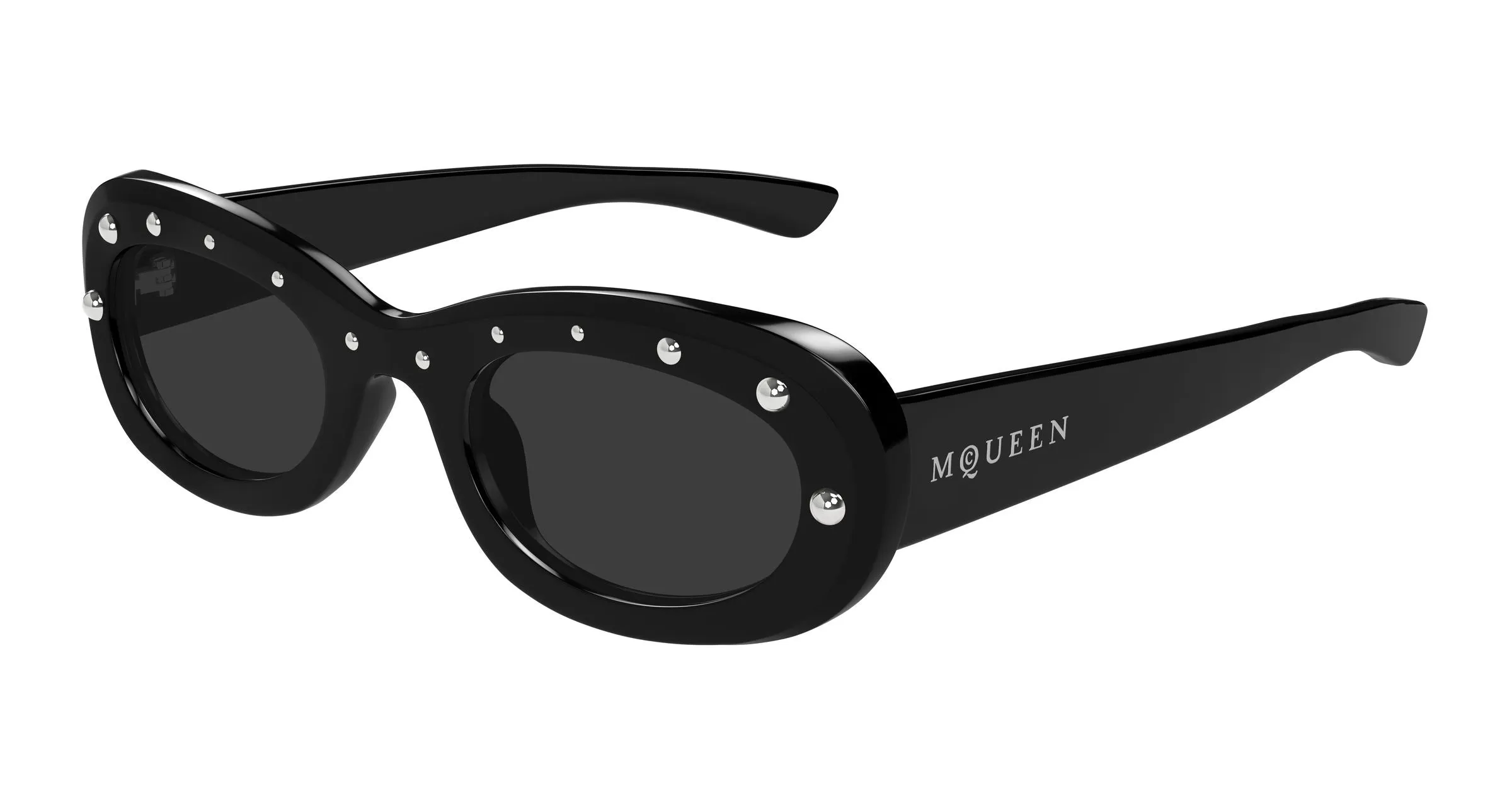Alexander McQueen AM0527S 005 Occhiali da sole Acetato Nero Grigio Rotonda - immagine 1