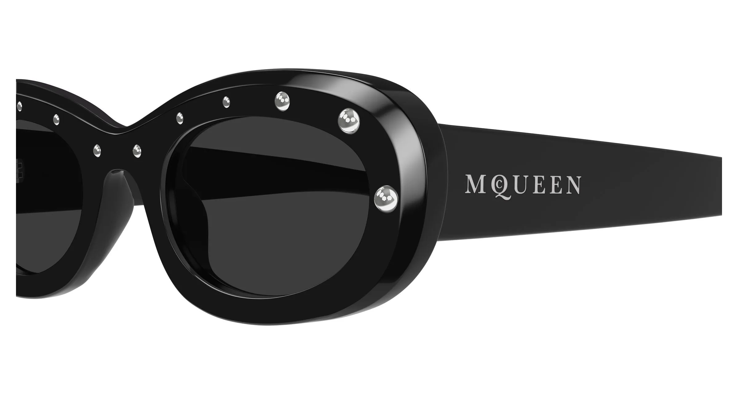 Alexander McQueen AM0527S 005 Occhiali da sole Acetato Nero Grigio Rotonda - immagine 3