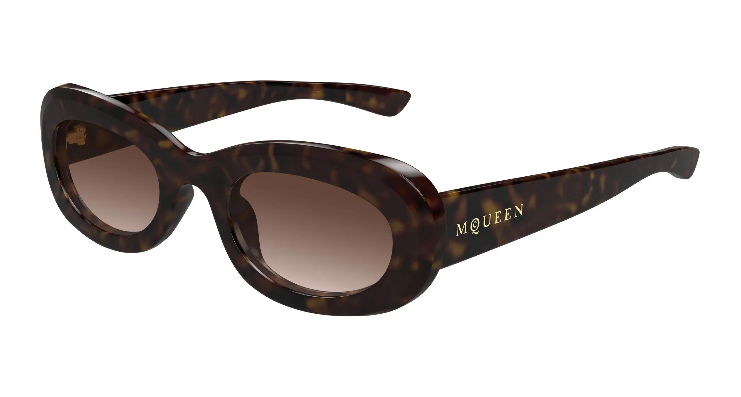 Alexander McQueen AM0527S 002 Occhiali da sole Acetato Havana Marrone Rotonda - immagine 1