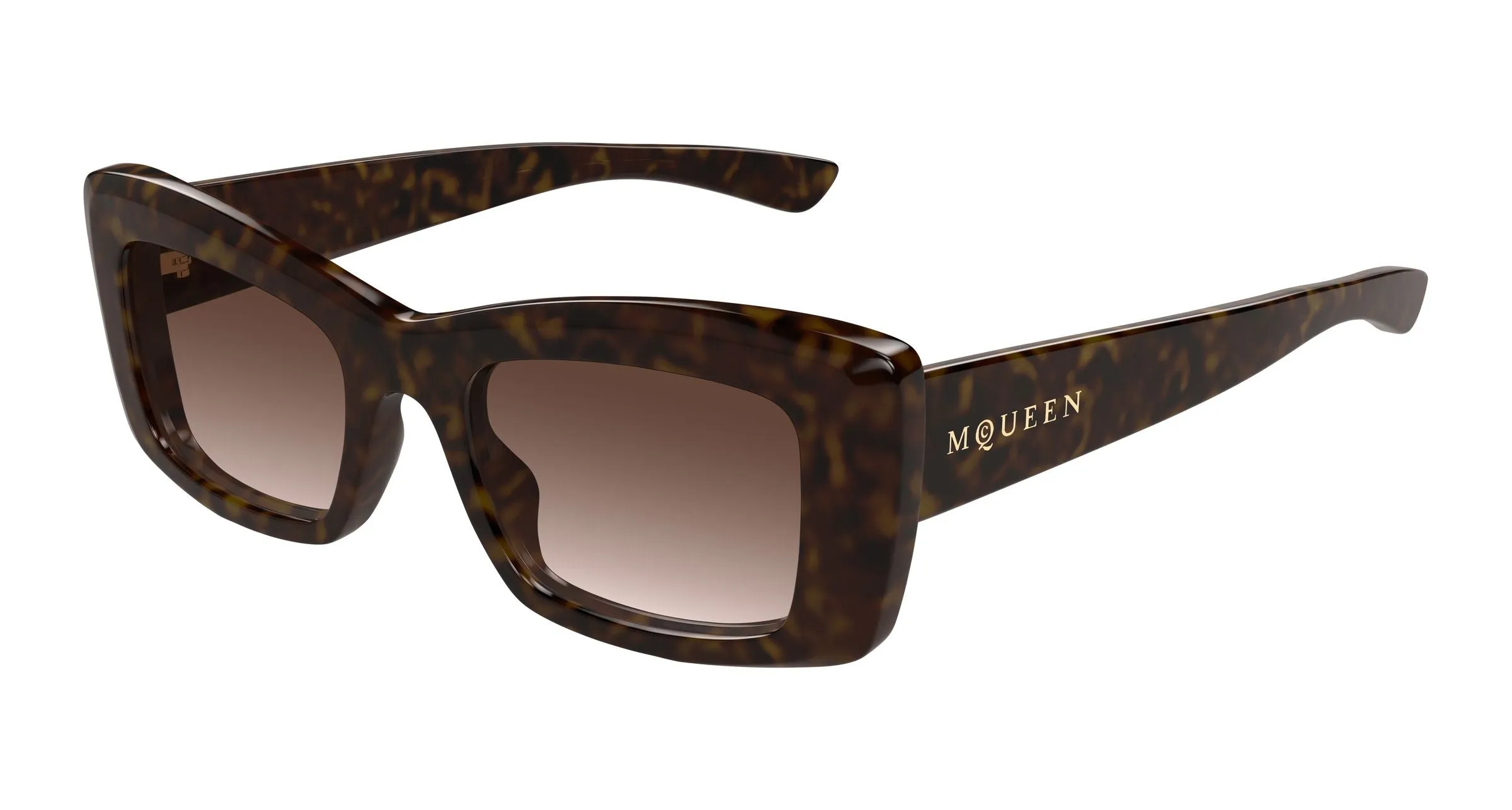 Alexander McQueen AM0526S 002 Occhiali da sole Acetato Havana Marrone Squadrata - immagine 1