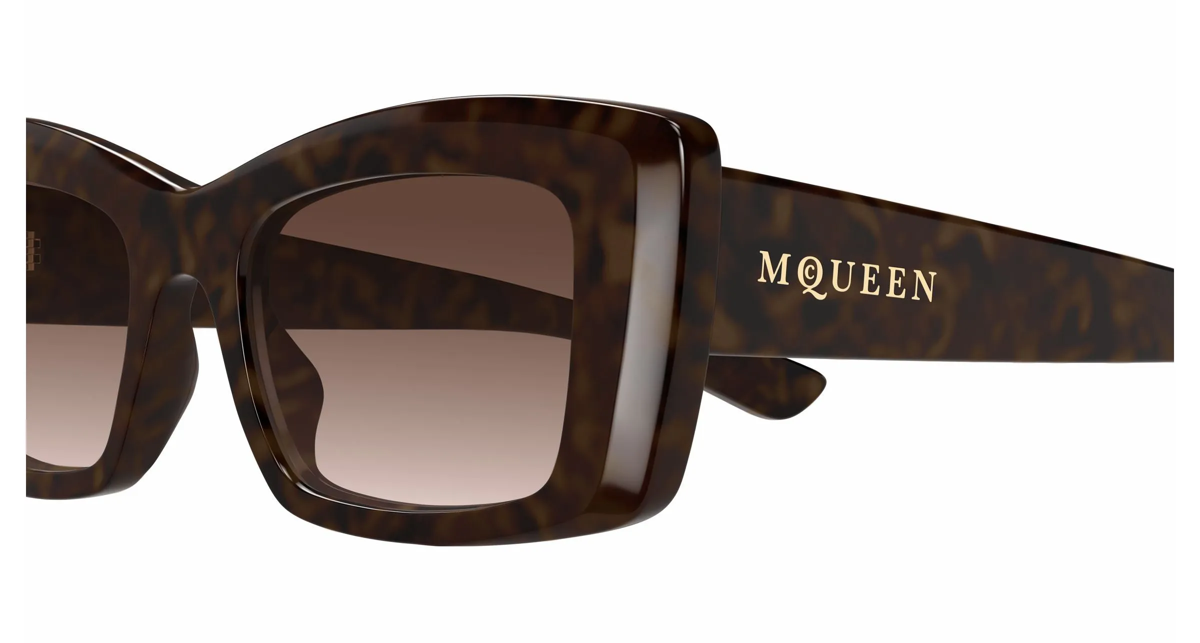 Alexander McQueen AM0526S 002 Occhiali da sole Acetato Havana Marrone Squadrata - immagine 3