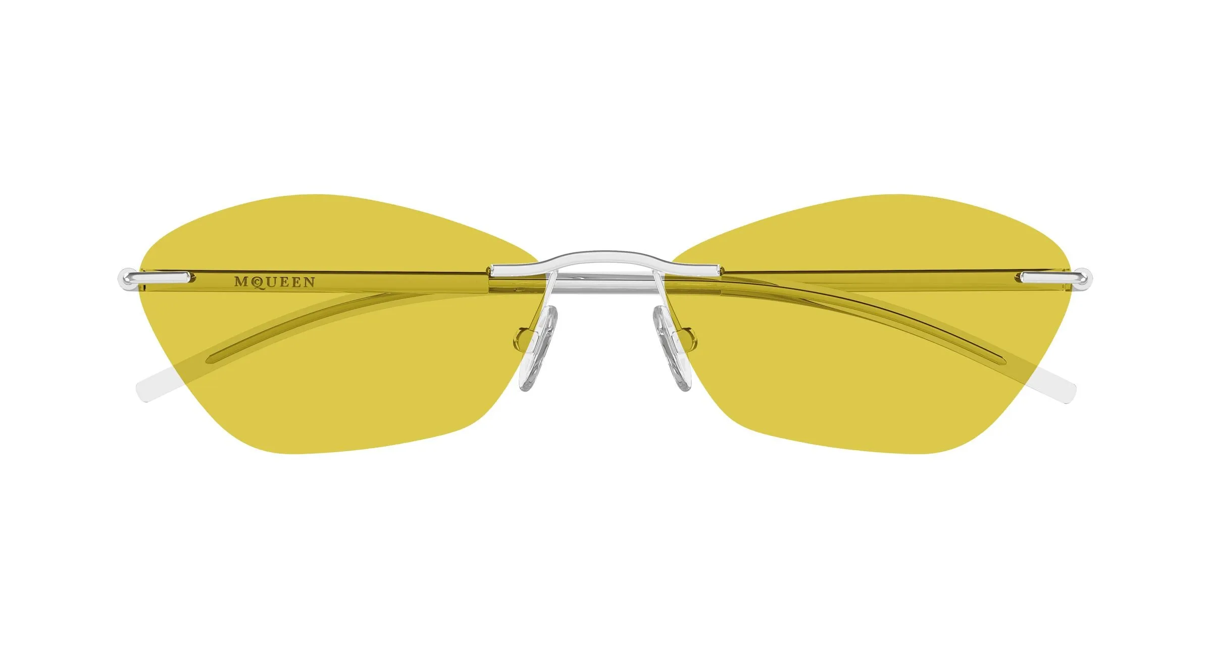 Alexander McQueen AM0525S 005 Occhiali da sole Acetato Argento Giallo Geometrica - immagine 2