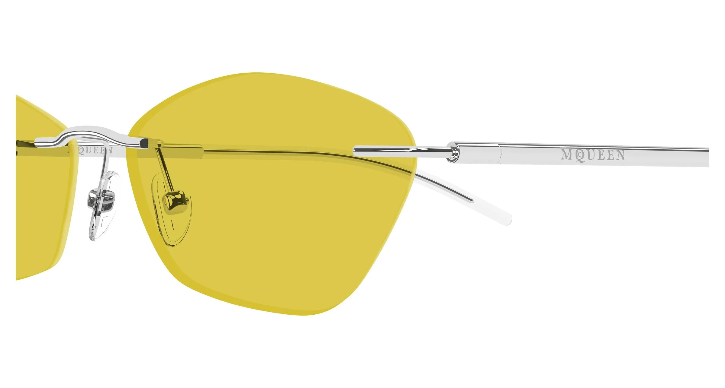 Alexander McQueen AM0525S 005 Occhiali da sole Acetato Argento Giallo Geometrica - immagine 3