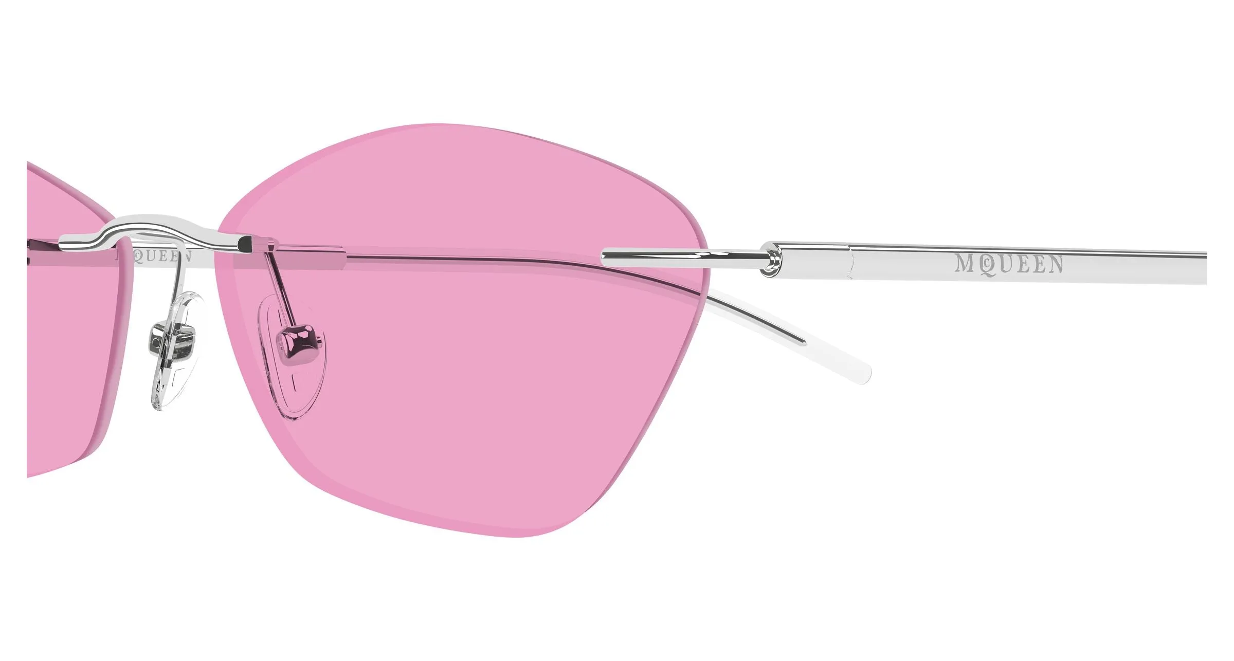 Alexander McQueen AM0525S 004 Occhiali da sole Acetato Argento Rosa Geometrica - immagine 3