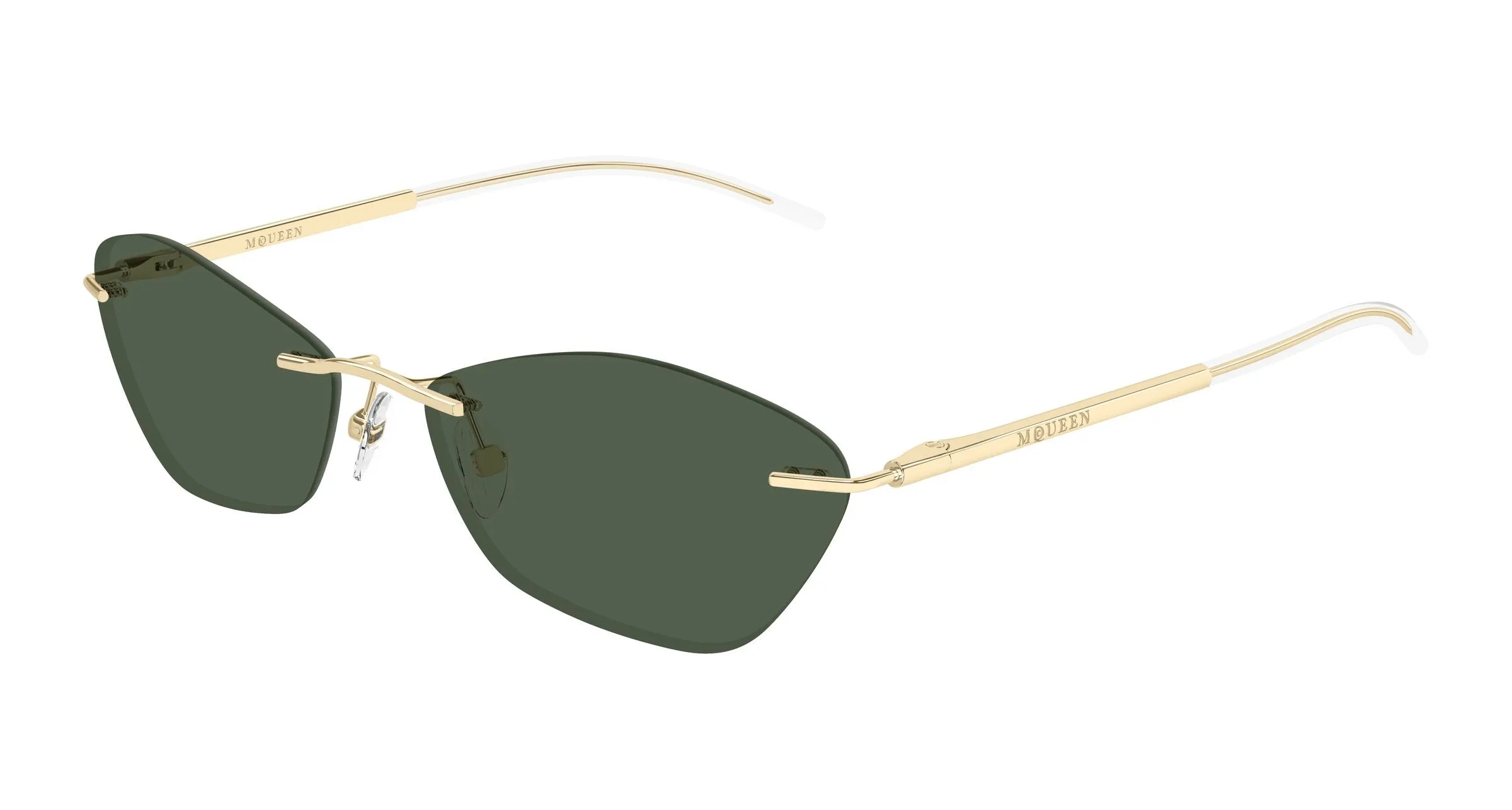 Alexander McQueen AM0525S 003 Occhiali da sole Acetato Oro Verde Geometrica - immagine 1