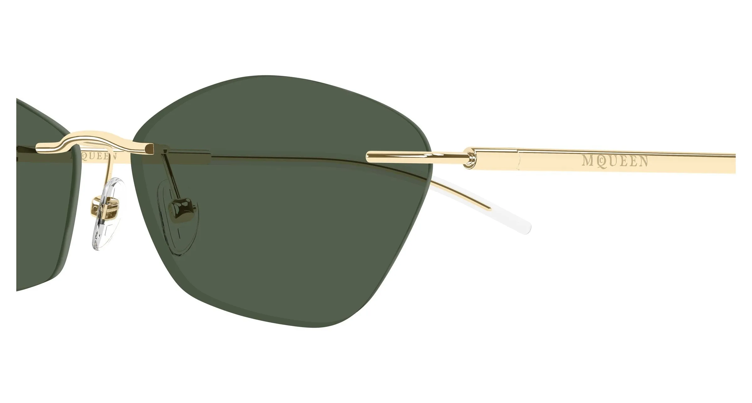 Alexander McQueen AM0525S 003 Occhiali da sole Acetato Oro Verde Geometrica - immagine 3