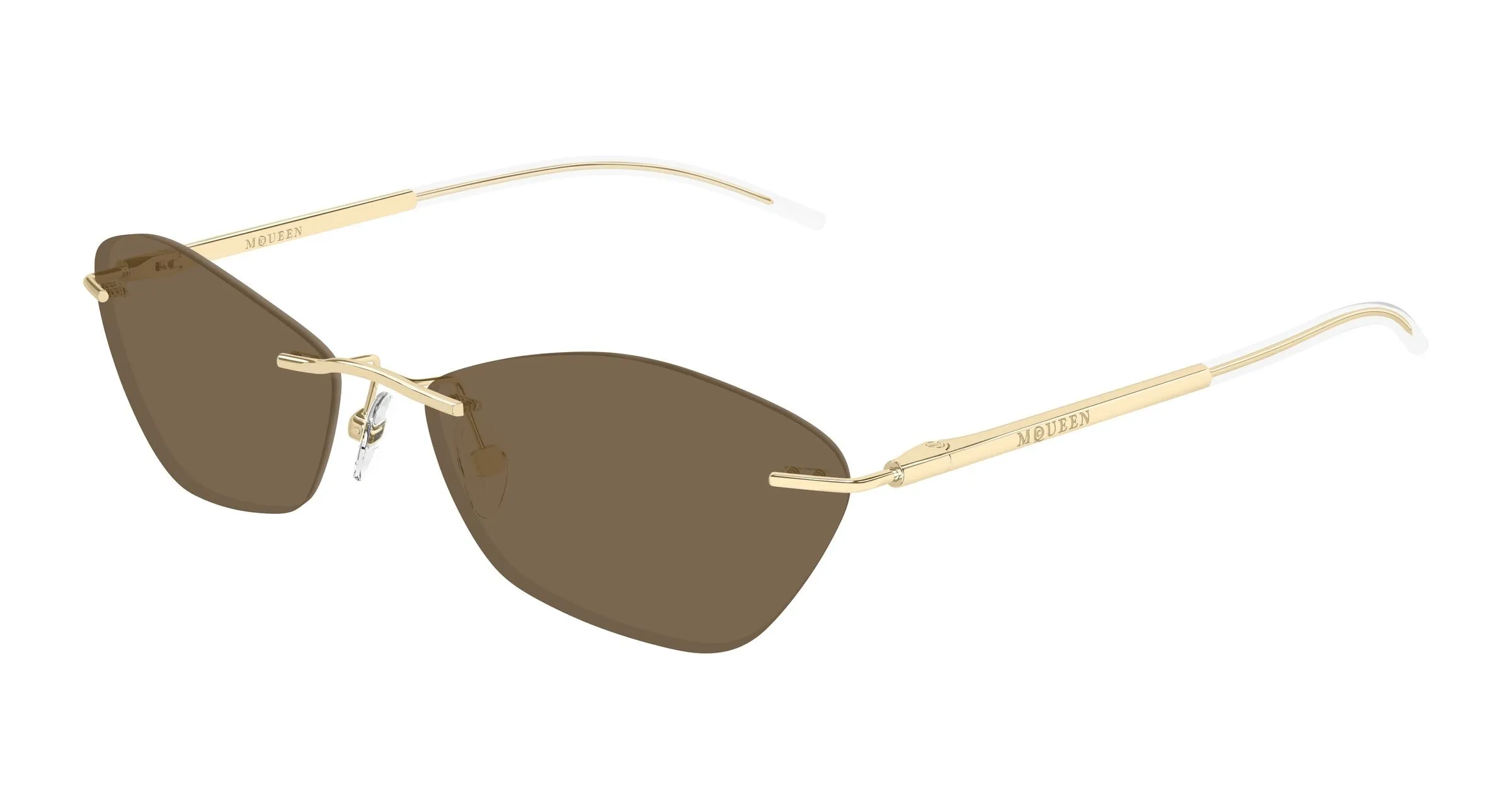 Alexander McQueen AM0525S 002 Occhiali da sole Acetato Oro Marrone Geometrica - immagine 1