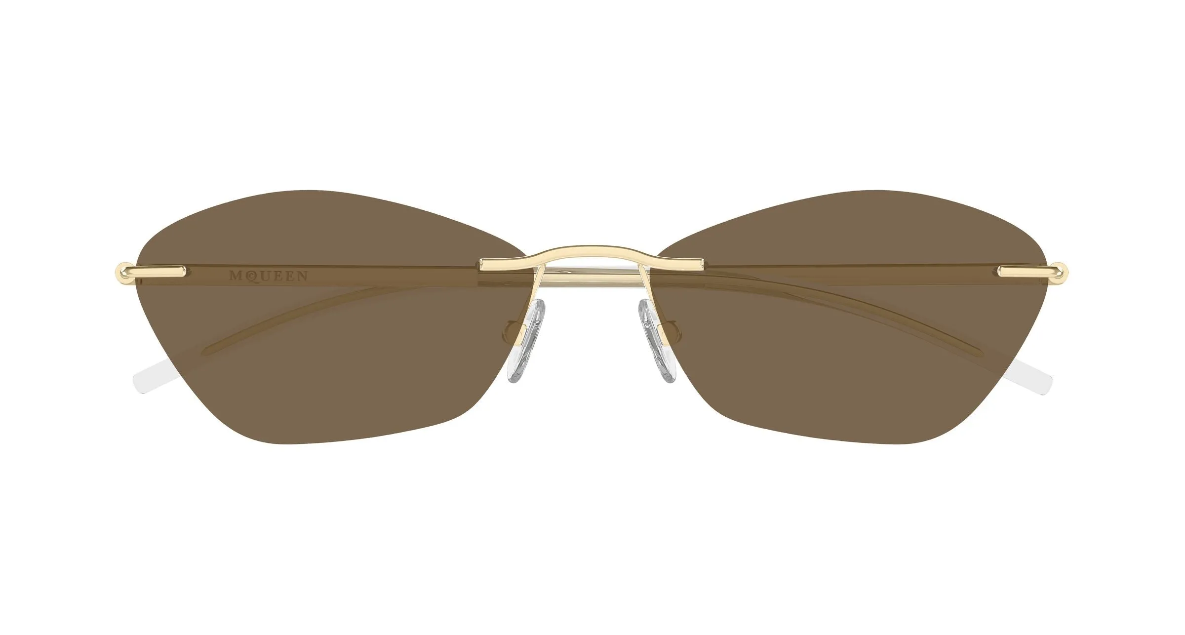 Alexander McQueen AM0525S 002 Occhiali da sole Acetato Oro Marrone Geometrica - immagine 2