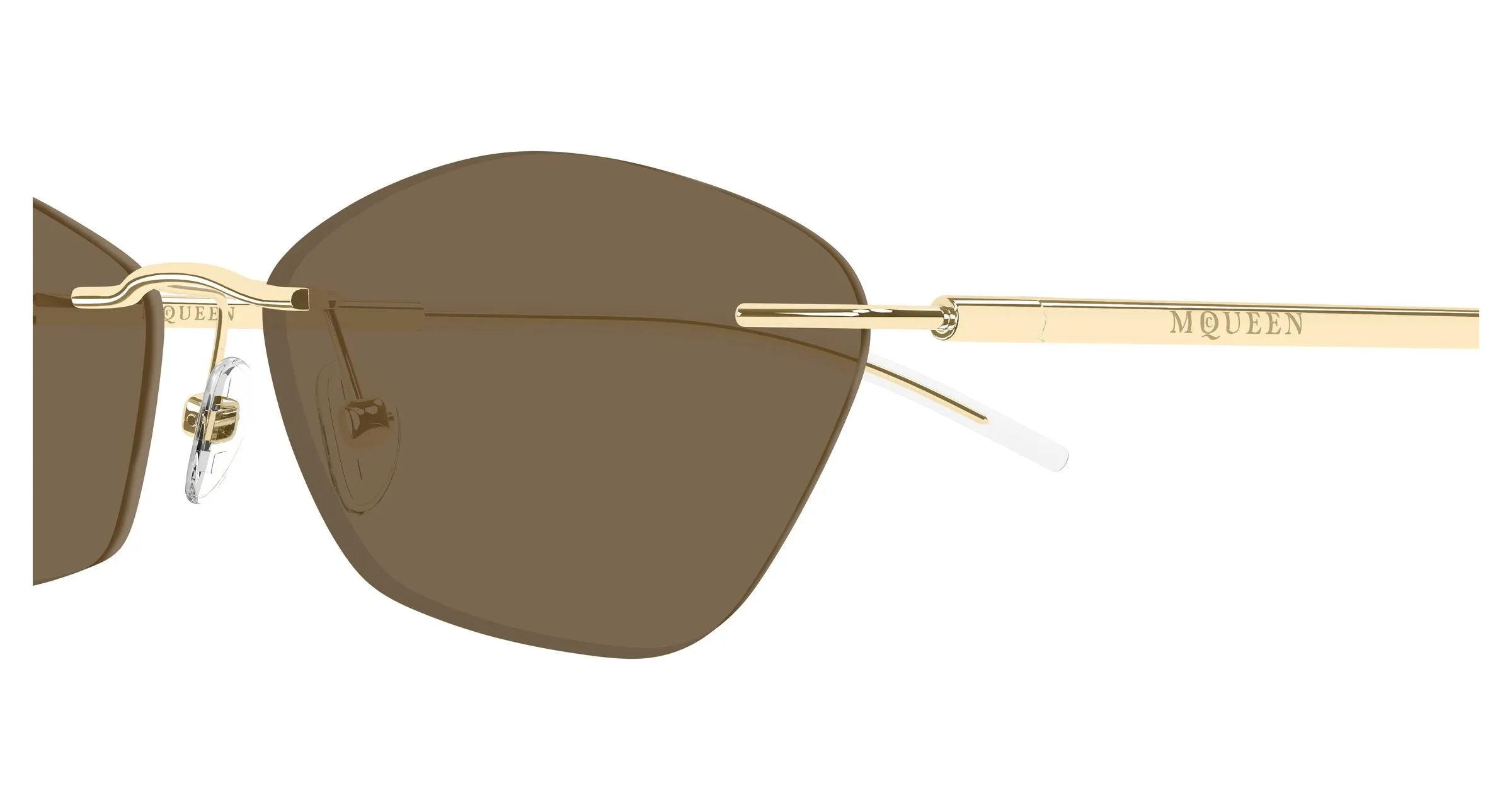 Alexander McQueen AM0525S 002 Occhiali da sole Acetato Oro Marrone Geometrica - immagine 3