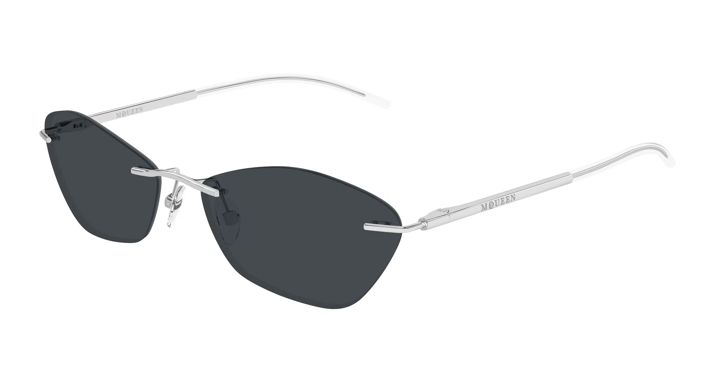 Alexander McQueen AM0525S 001 Occhiali da sole Acetato Argento Grigio Geometrica - immagine 1