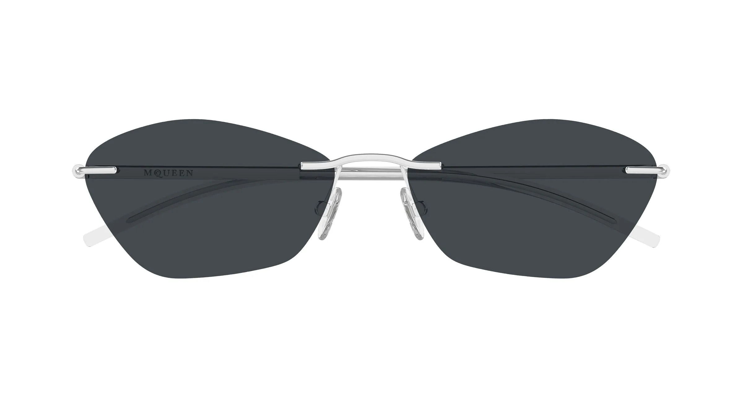 Alexander McQueen AM0525S 001 Occhiali da sole Acetato Argento Grigio Geometrica - immagine 2