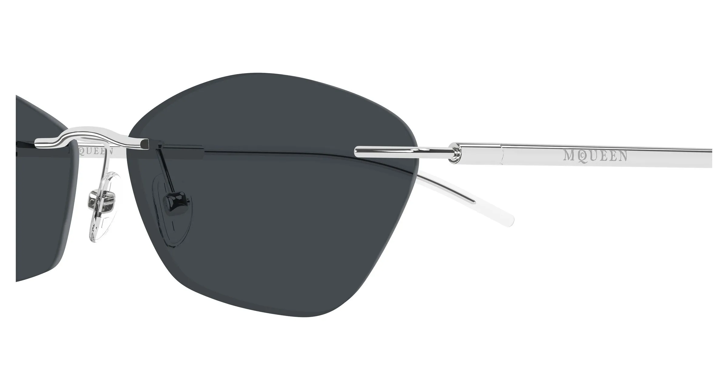Alexander McQueen AM0525S 001 Occhiali da sole Acetato Argento Grigio Geometrica - immagine 3