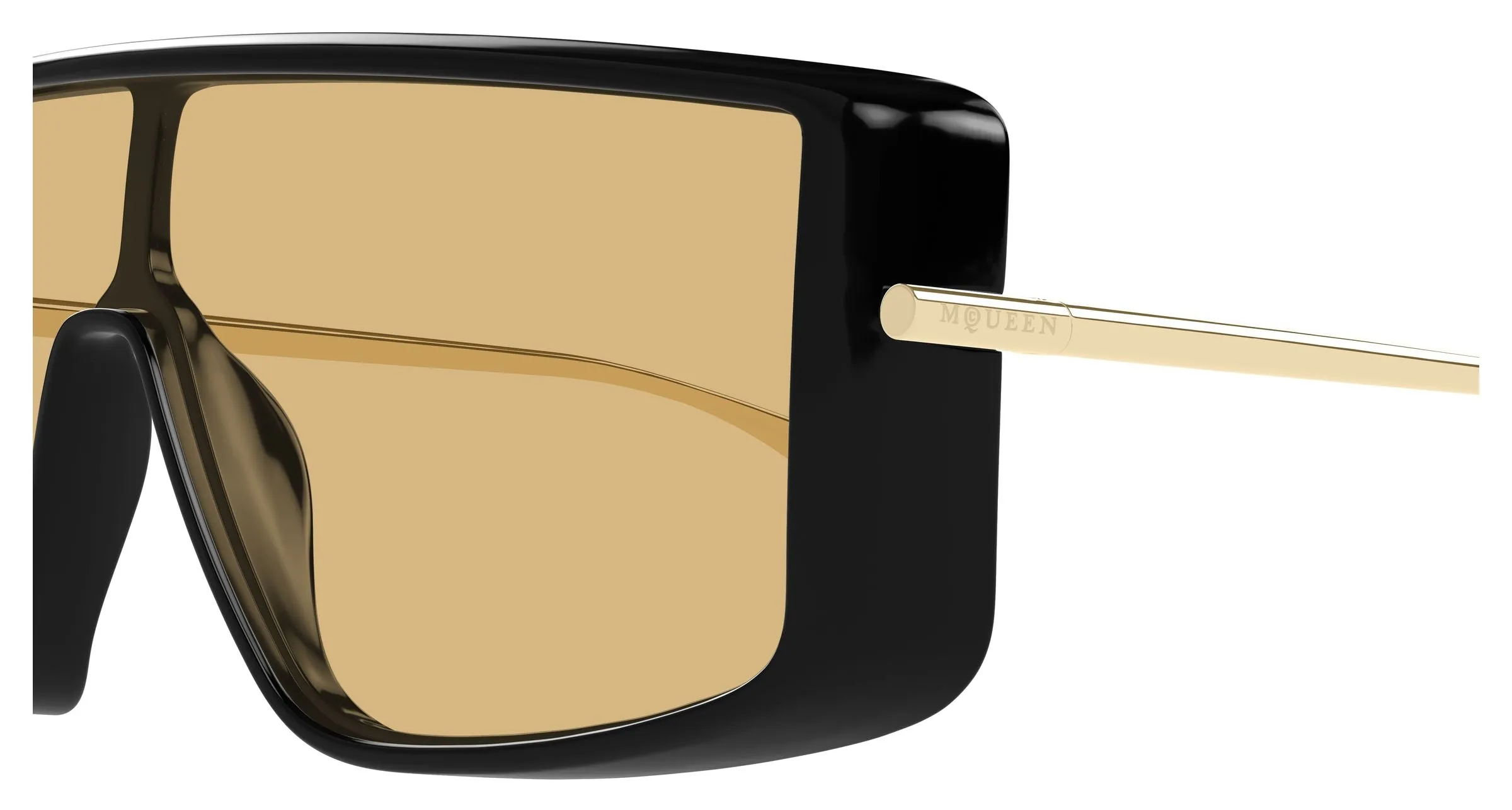 Alexander McQueen AM0524S 004 Occhiali da sole Acetato Nero Arancione Squadrata - immagine 3