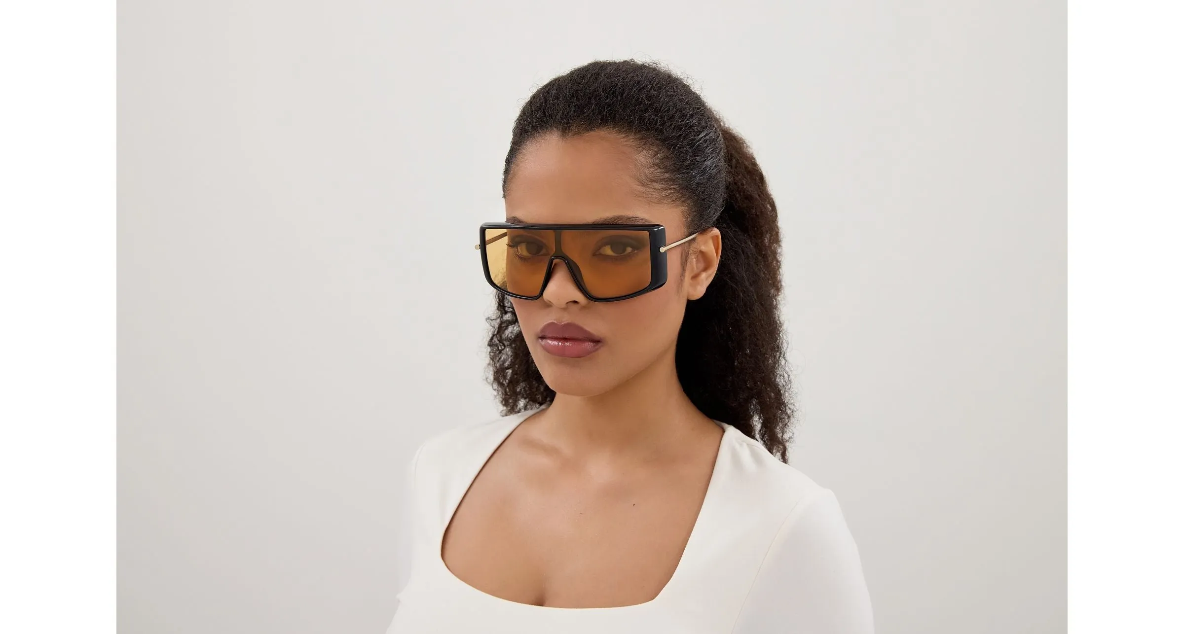 Alexander McQueen AM0524S 004 Occhiali da sole Acetato Nero Arancione Squadrata - immagine 4