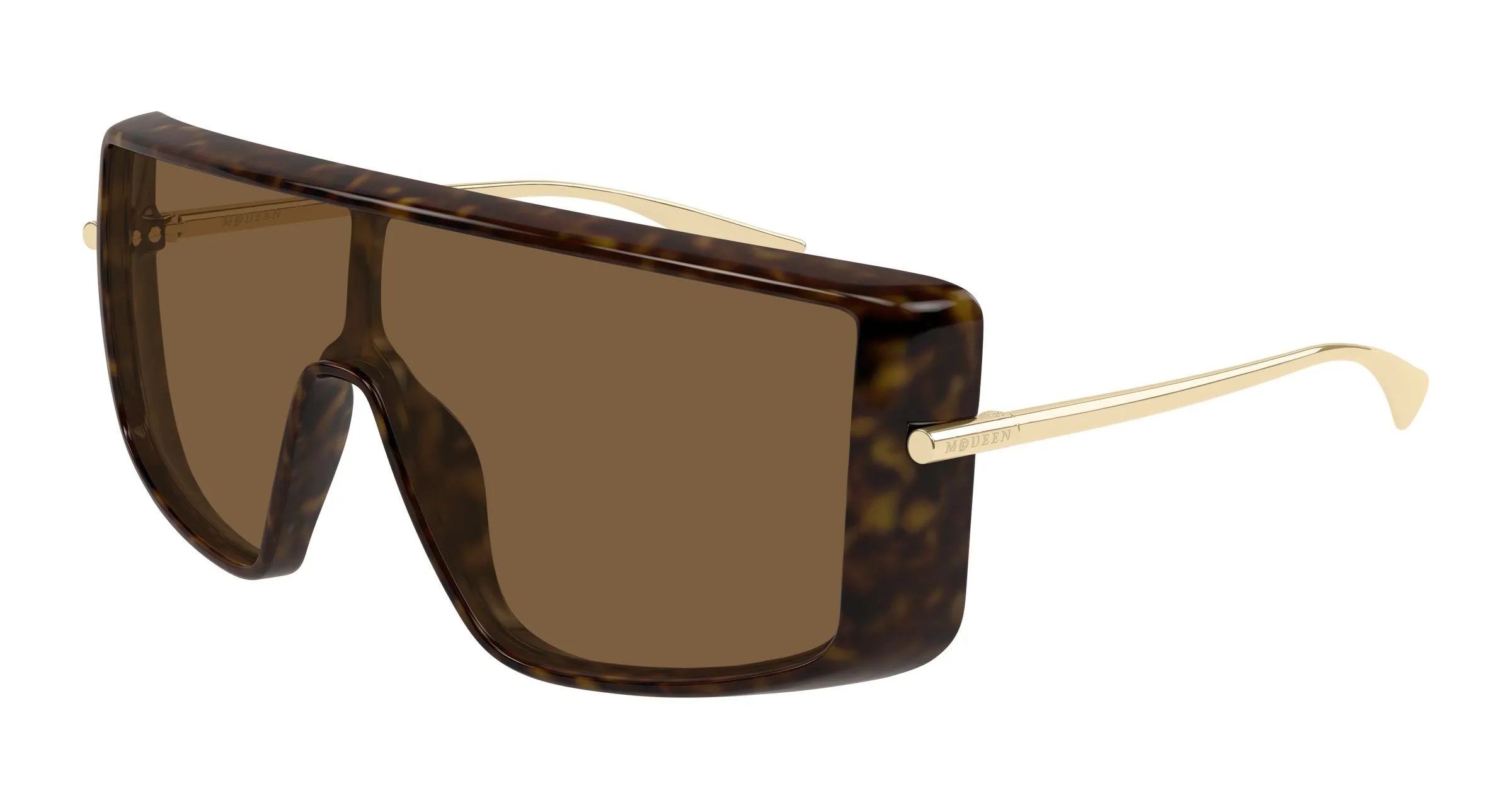 Alexander McQueen AM0524S 002 Occhiali da sole Acetato Havana Marrone Squadrata - immagine 1