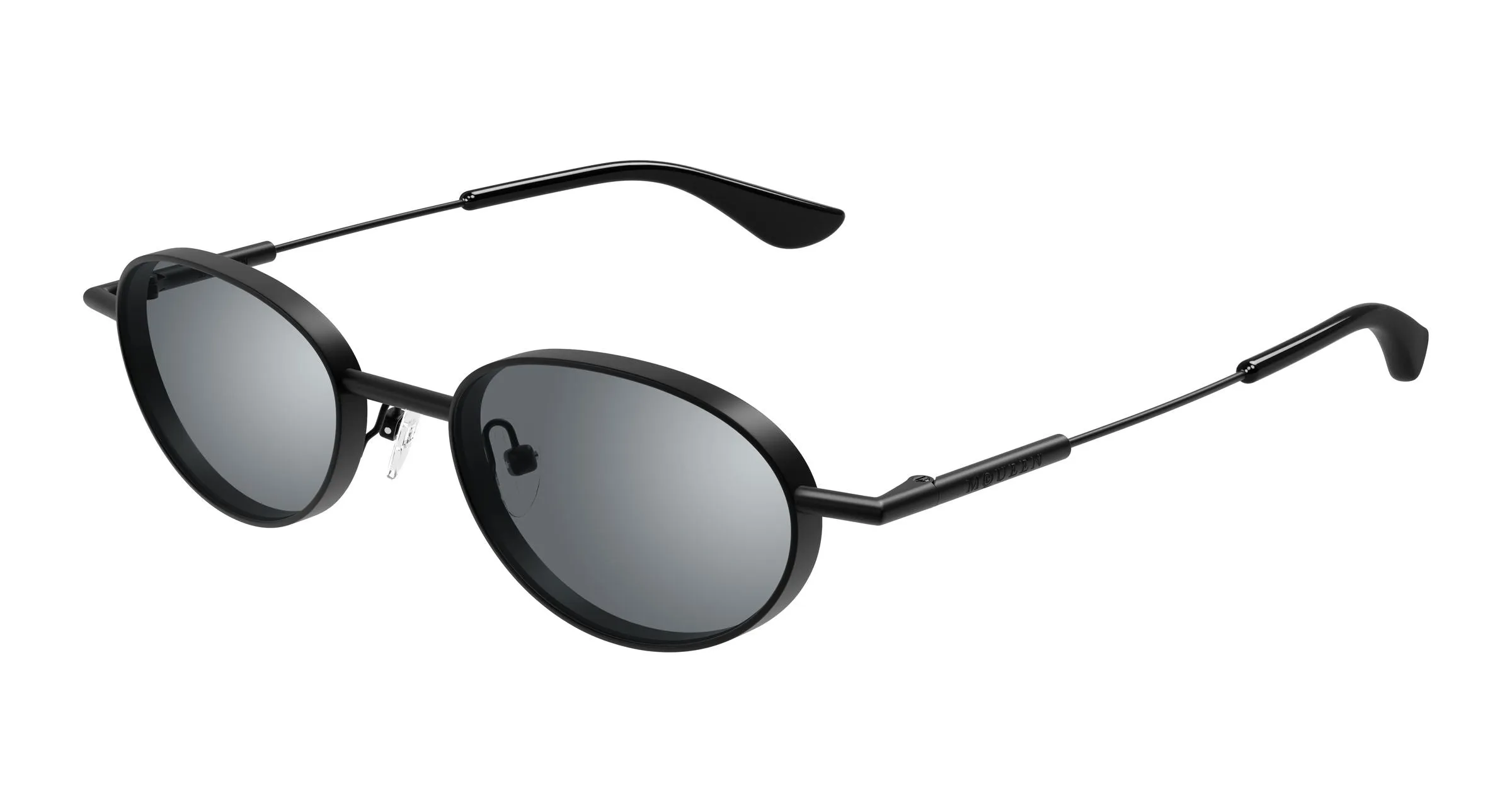 Alexander McQueen AM0523S 004 Occhiali da sole Acetato Nero Argento Rotonda - immagine 1