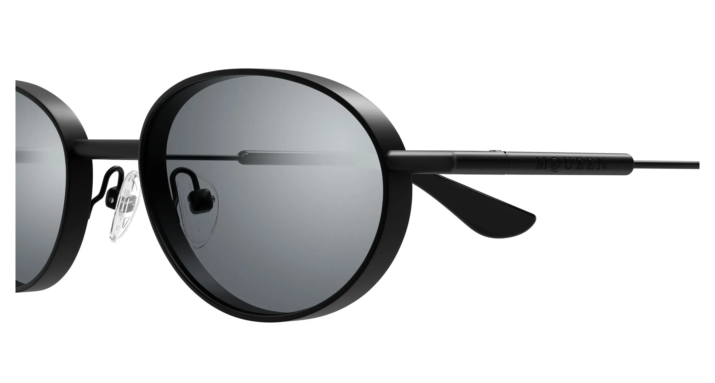 Alexander McQueen AM0523S 004 Occhiali da sole Acetato Nero Argento Rotonda - immagine 3