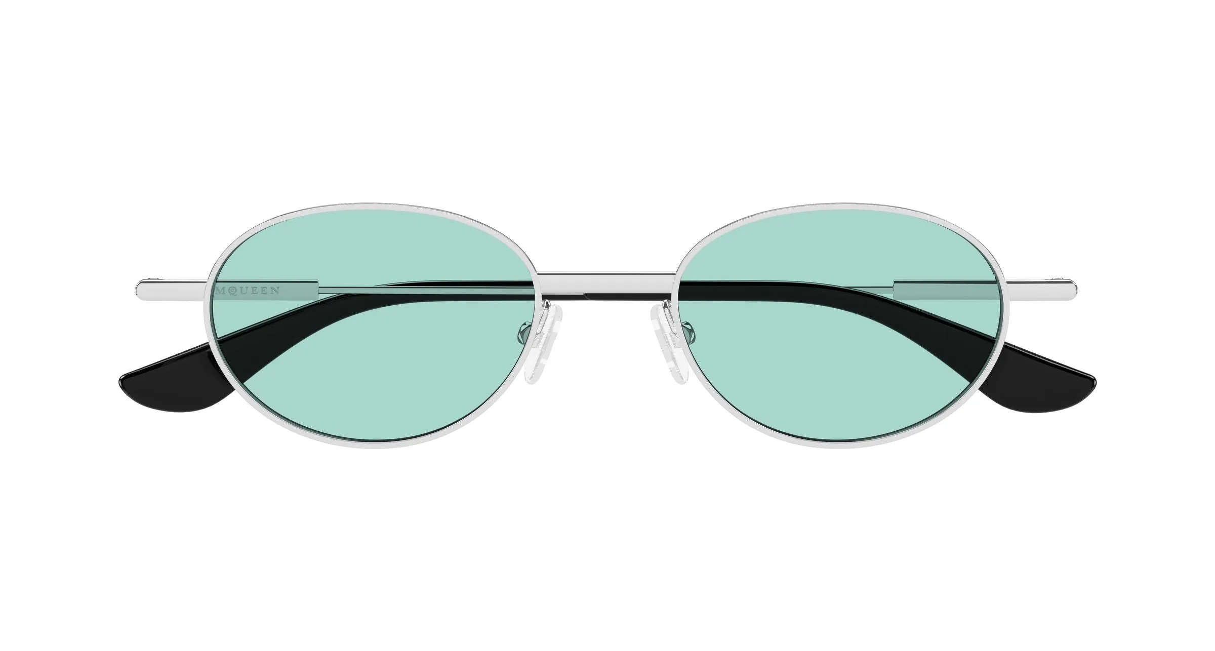 Alexander McQueen AM0523S 003 Occhiali da sole Acetato Argento Verde Rotonda - immagine 2