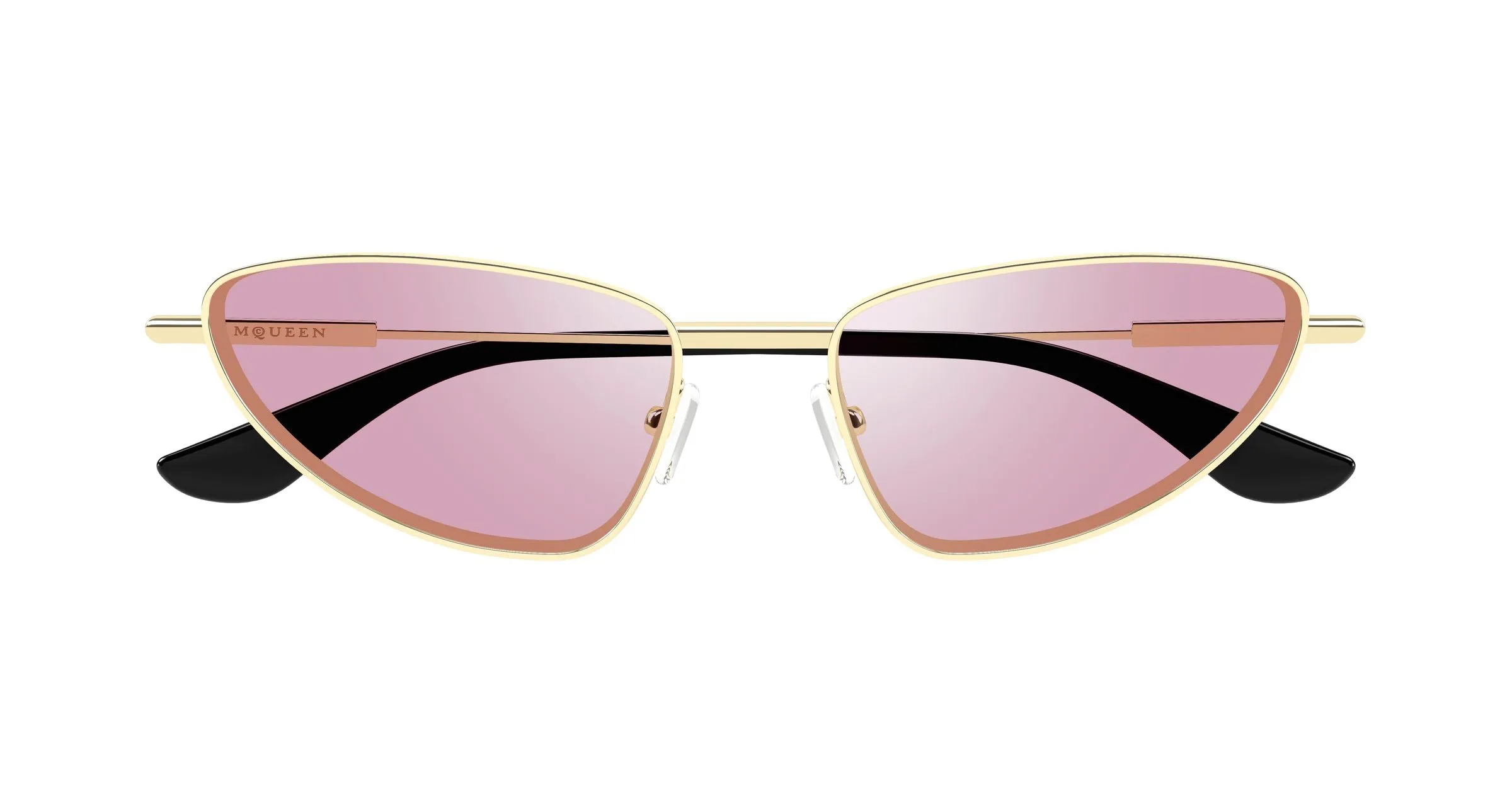 Alexander McQueen AM0522S 004 Occhiali da sole Acetato Oro Rosa Cat Eye - immagine 2