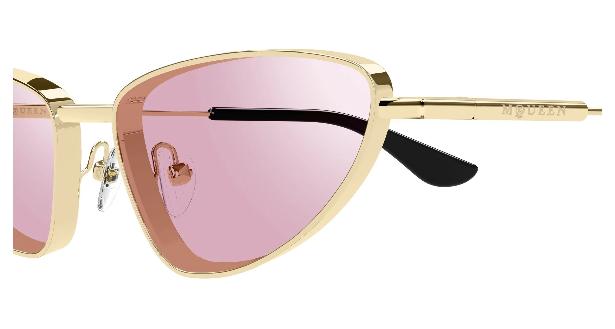 Alexander McQueen AM0522S 004 Occhiali da sole Acetato Oro Rosa Cat Eye - immagine 3