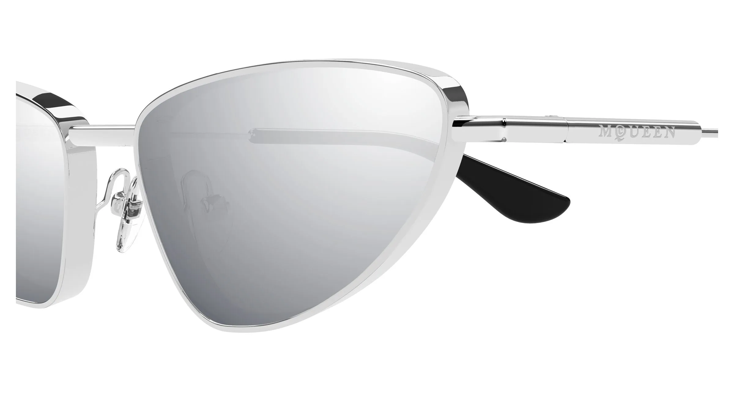 Alexander McQueen AM0522S 003 Occhiali da sole Acetato Argento Argento Cat Eye - immagine 3