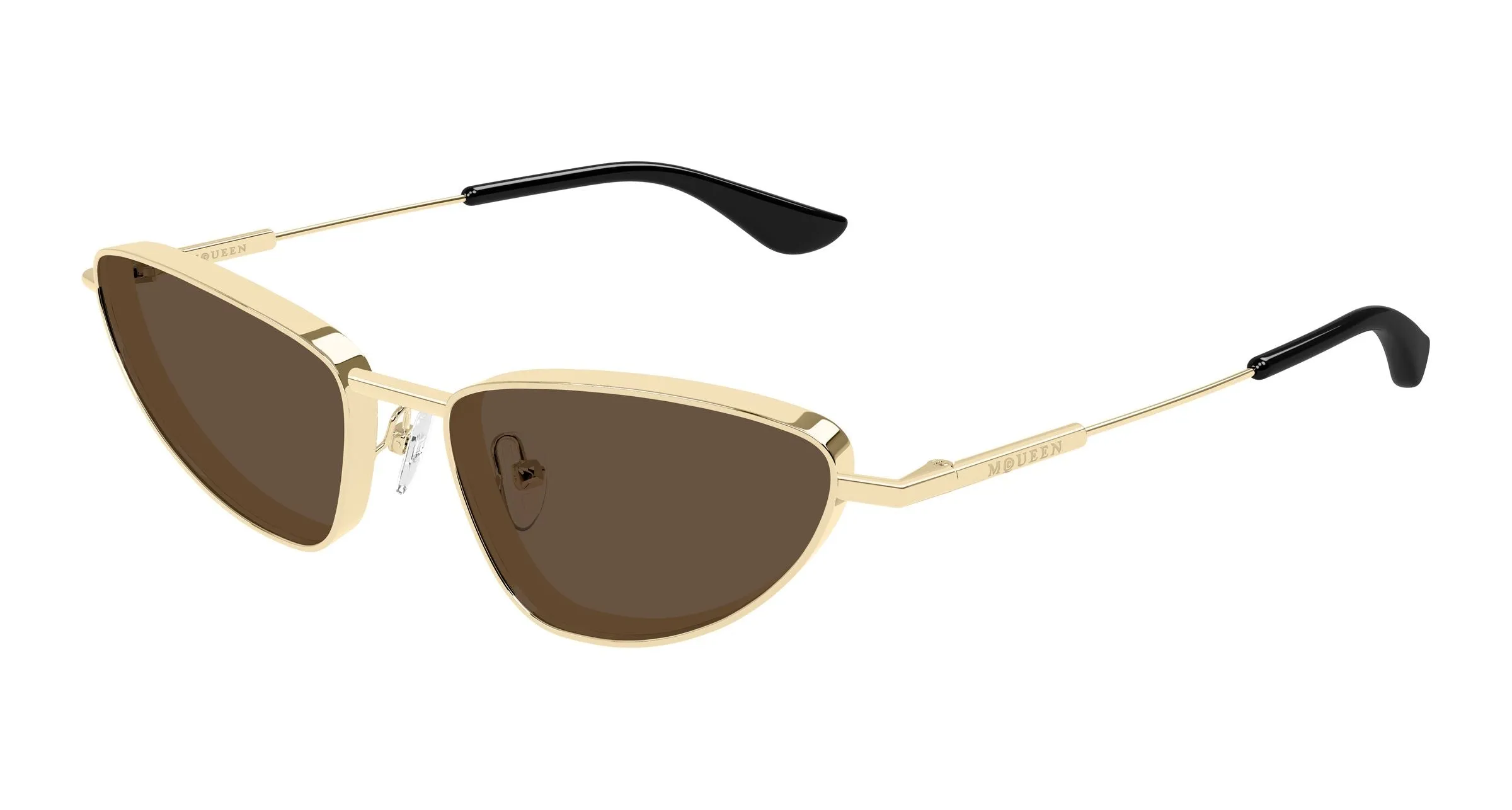 Alexander McQueen AM0522S 002 Occhiali da sole Acetato Oro Marrone Cat Eye - immagine 1