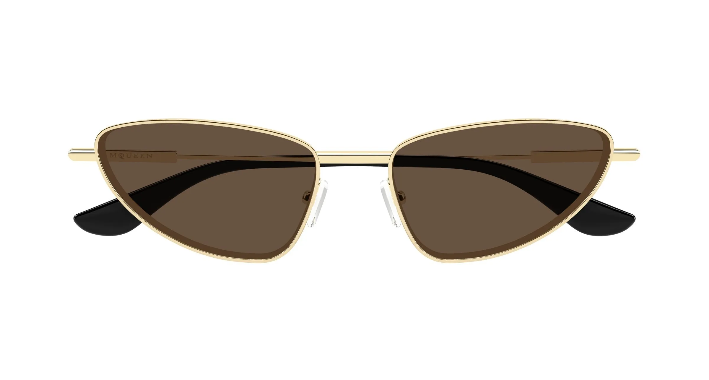 Alexander McQueen AM0522S 002 Occhiali da sole Acetato Oro Marrone Cat Eye - immagine 2