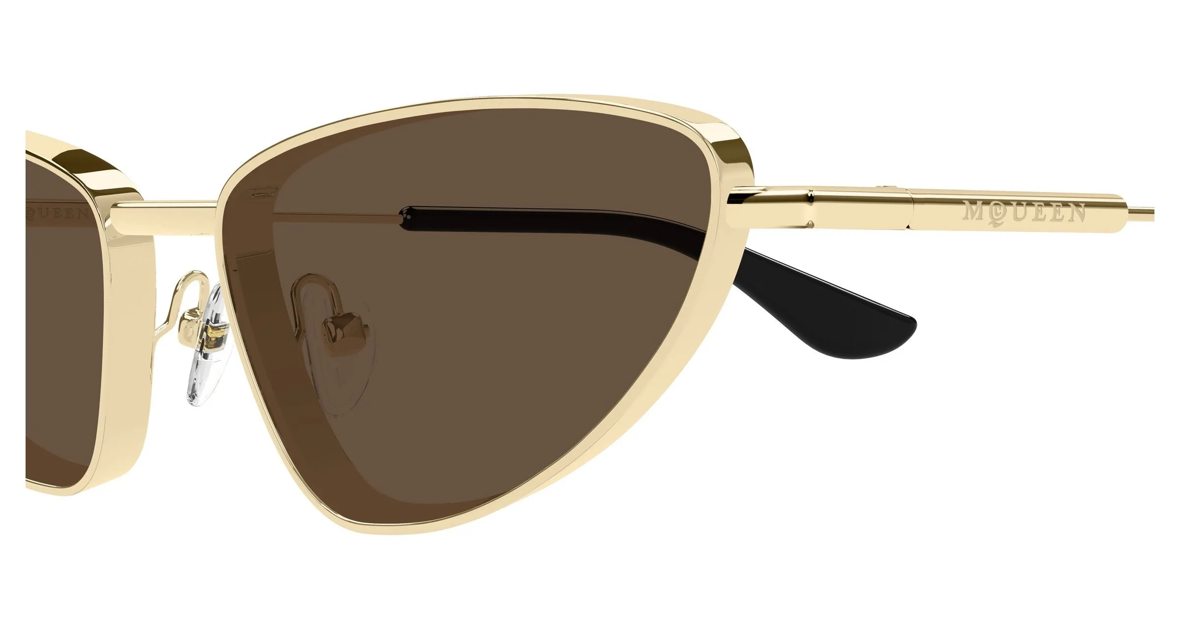 Alexander McQueen AM0522S 002 Occhiali da sole Acetato Oro Marrone Cat Eye - immagine 3