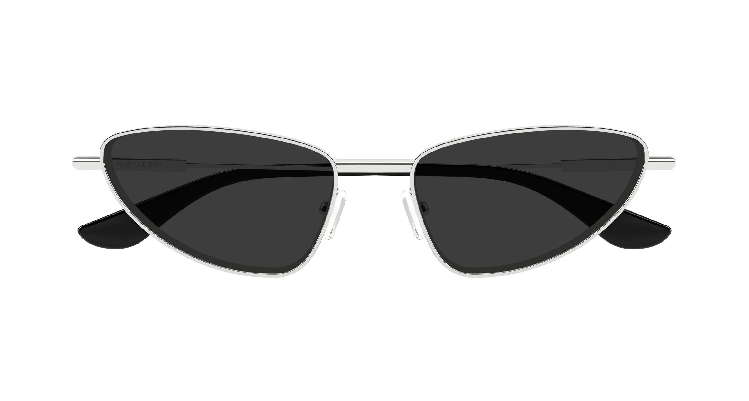Alexander McQueen AM0522S 001 Occhiali da sole Acetato Argento Grigio Cat Eye - immagine 2