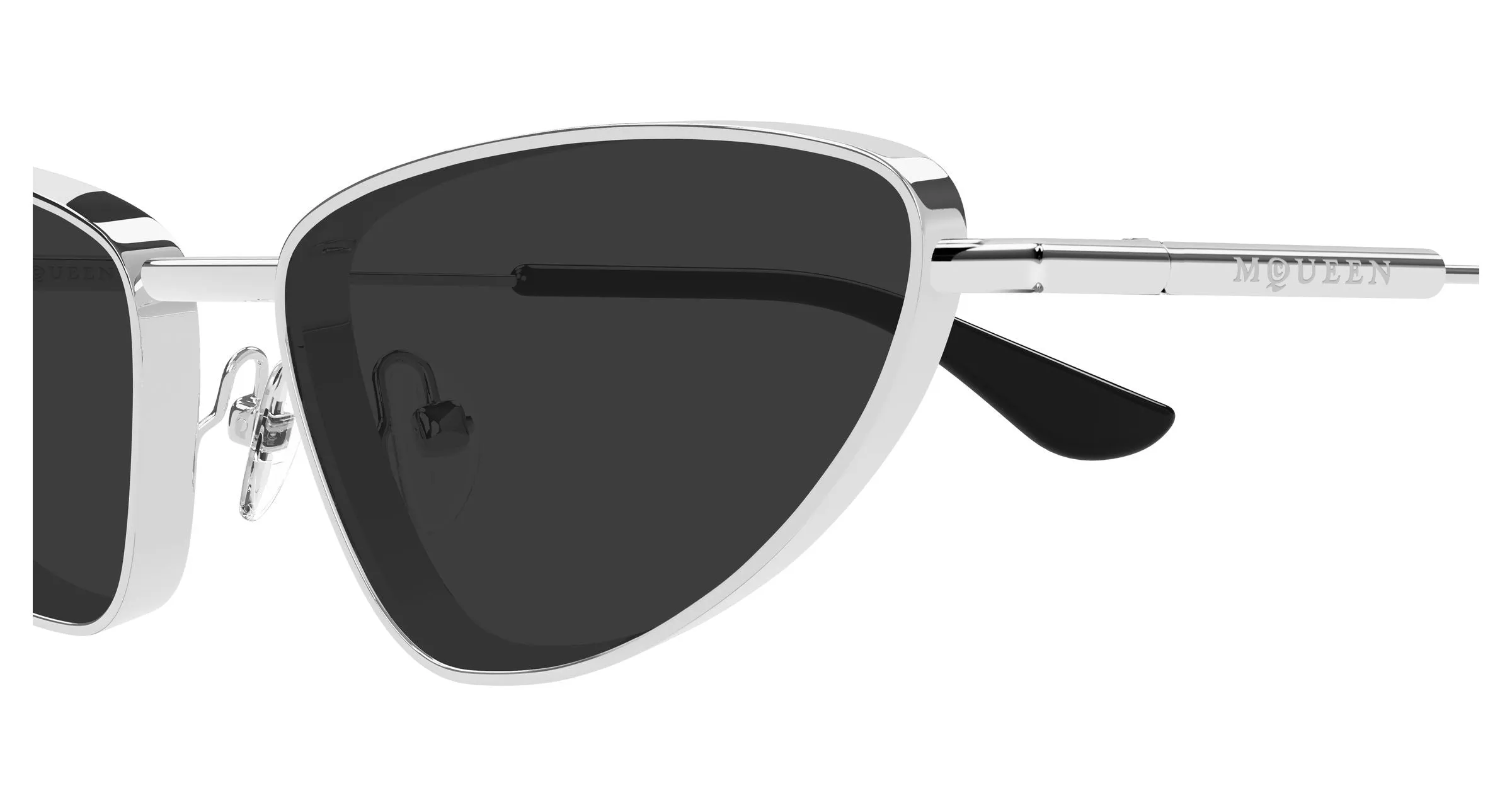Alexander McQueen AM0522S 001 Occhiali da sole Acetato Argento Grigio Cat Eye - immagine 3