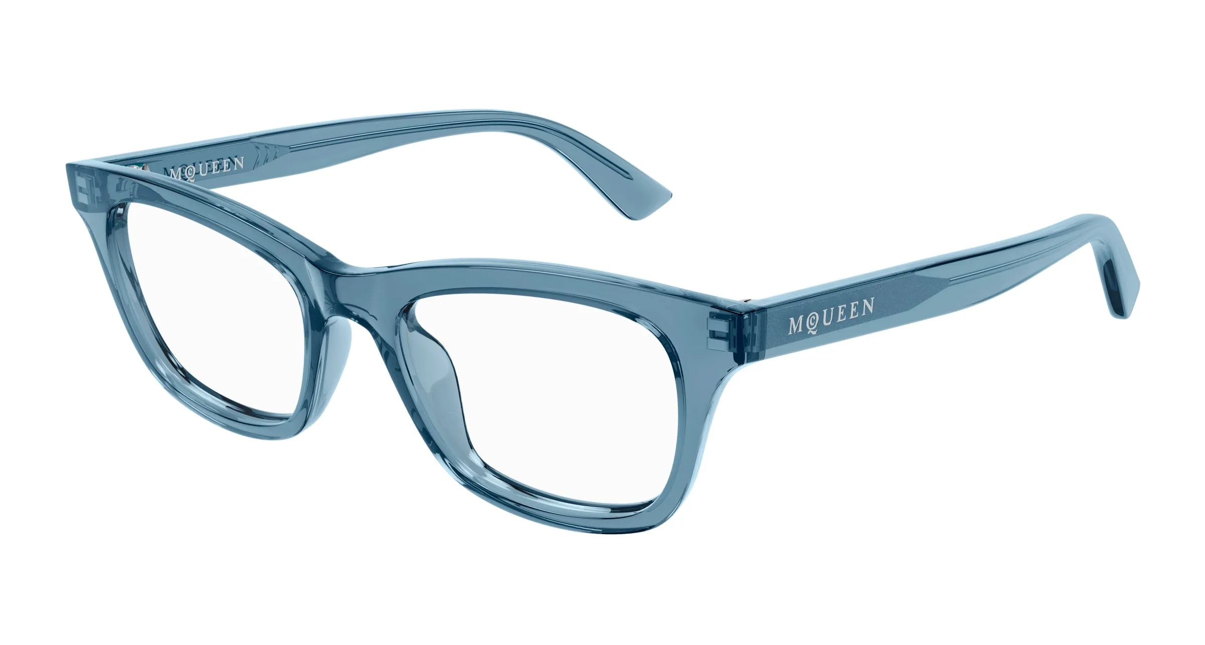 Alexander McQueen AM0515O 010 Montature da vista Acetato Blu Trasparente Cat Eye - immagine 1